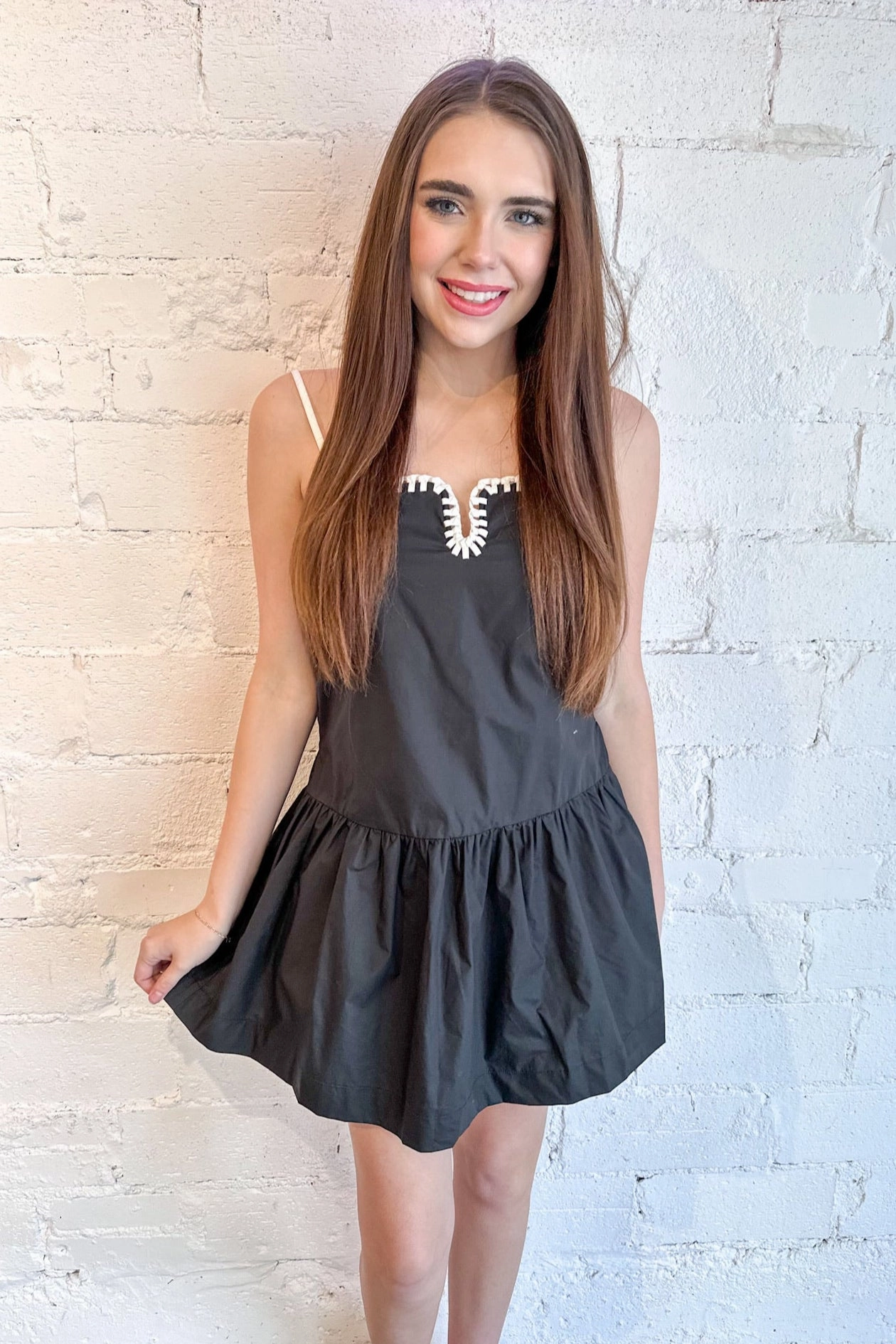 Shifty Contrast Dress Trendy Layering Clean Edge