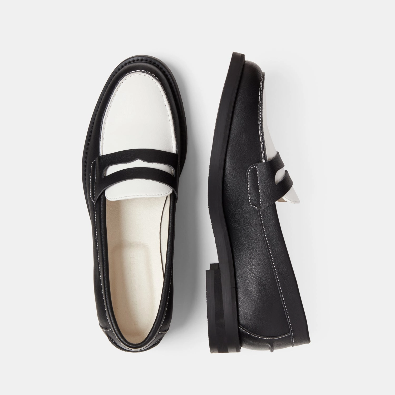 Wilde Black   White Vegan Penny Loafer - Women's Slow Step Breezy Comfort