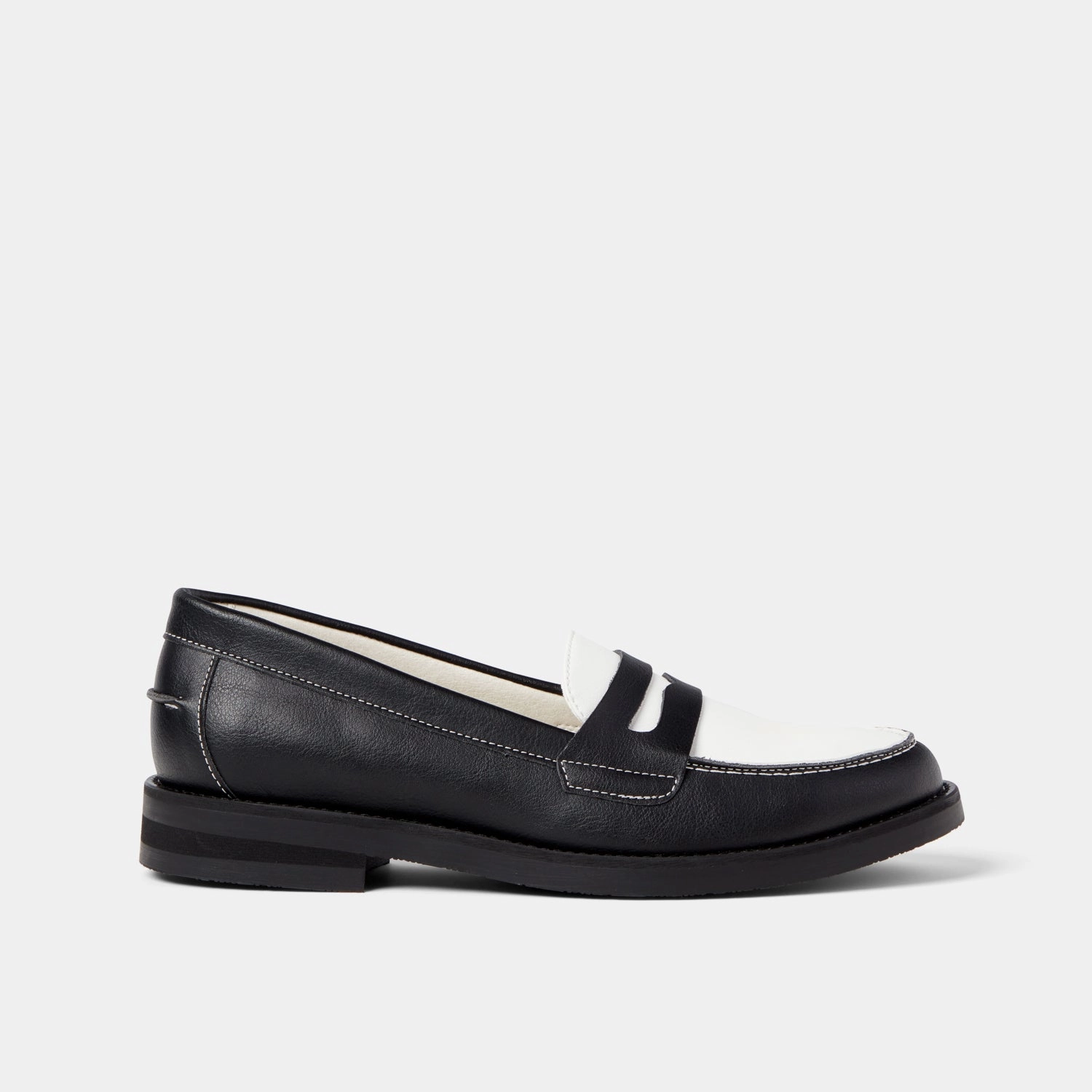 All Safe Wilde Black   White Vegan Penny Loafer - Women's