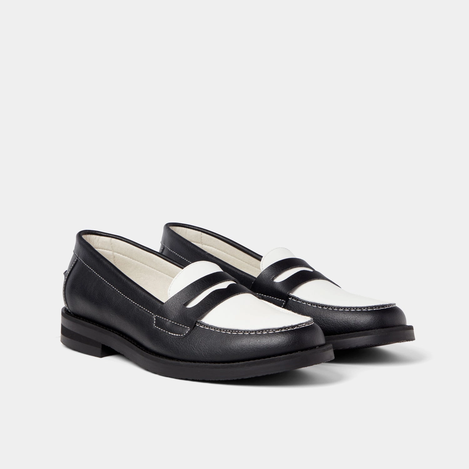 Wilde Black   White Vegan Penny Loafer - Women's Street Smart Weekend Casual
