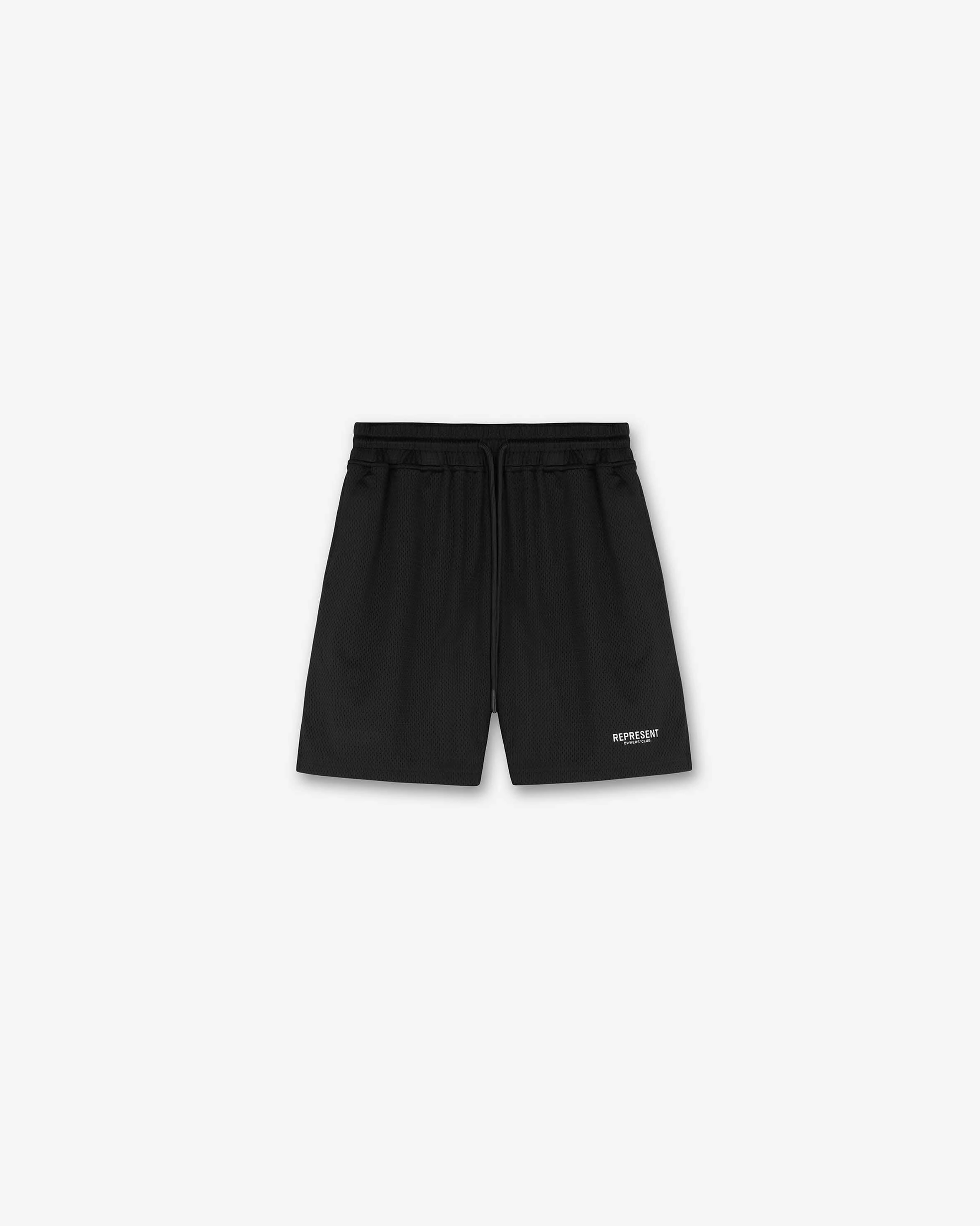 Flexible Side Panels Represent Owners Club Mesh Shorts - Black