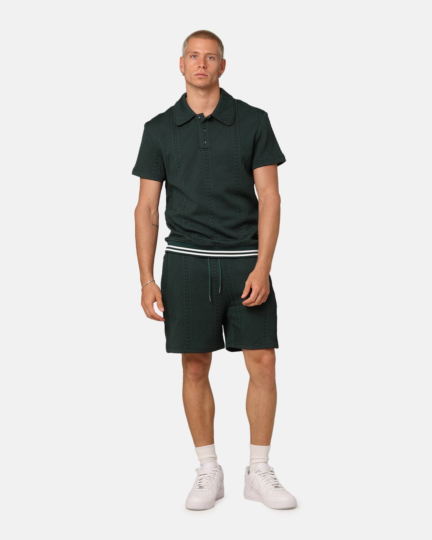 XXIII Danny Knit Shorts Deep Green Relaxed Fit Design
