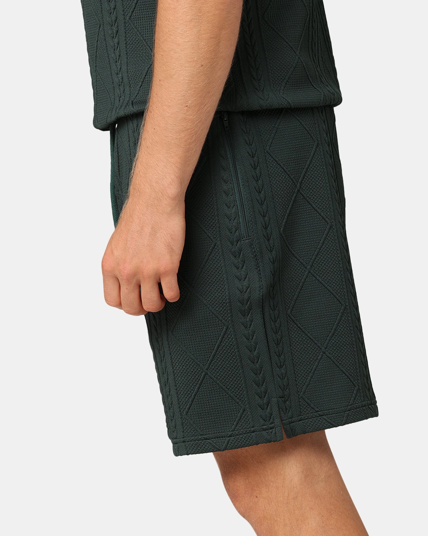 XXIII Danny Knit Shorts Deep Green Zip Pocket Athletic Flex Wear
