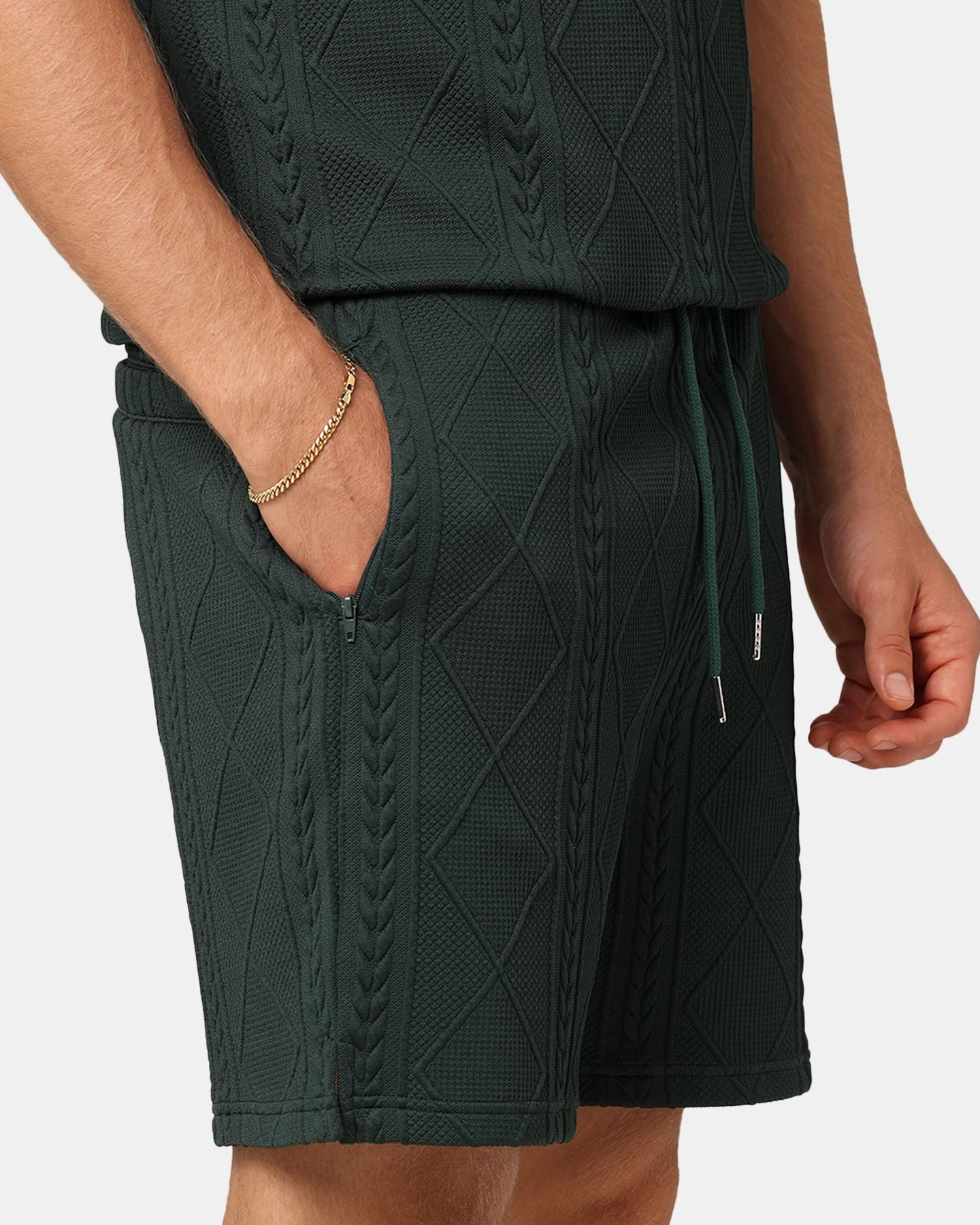 XXIII Danny Knit Shorts Deep Green Slim Fit Design