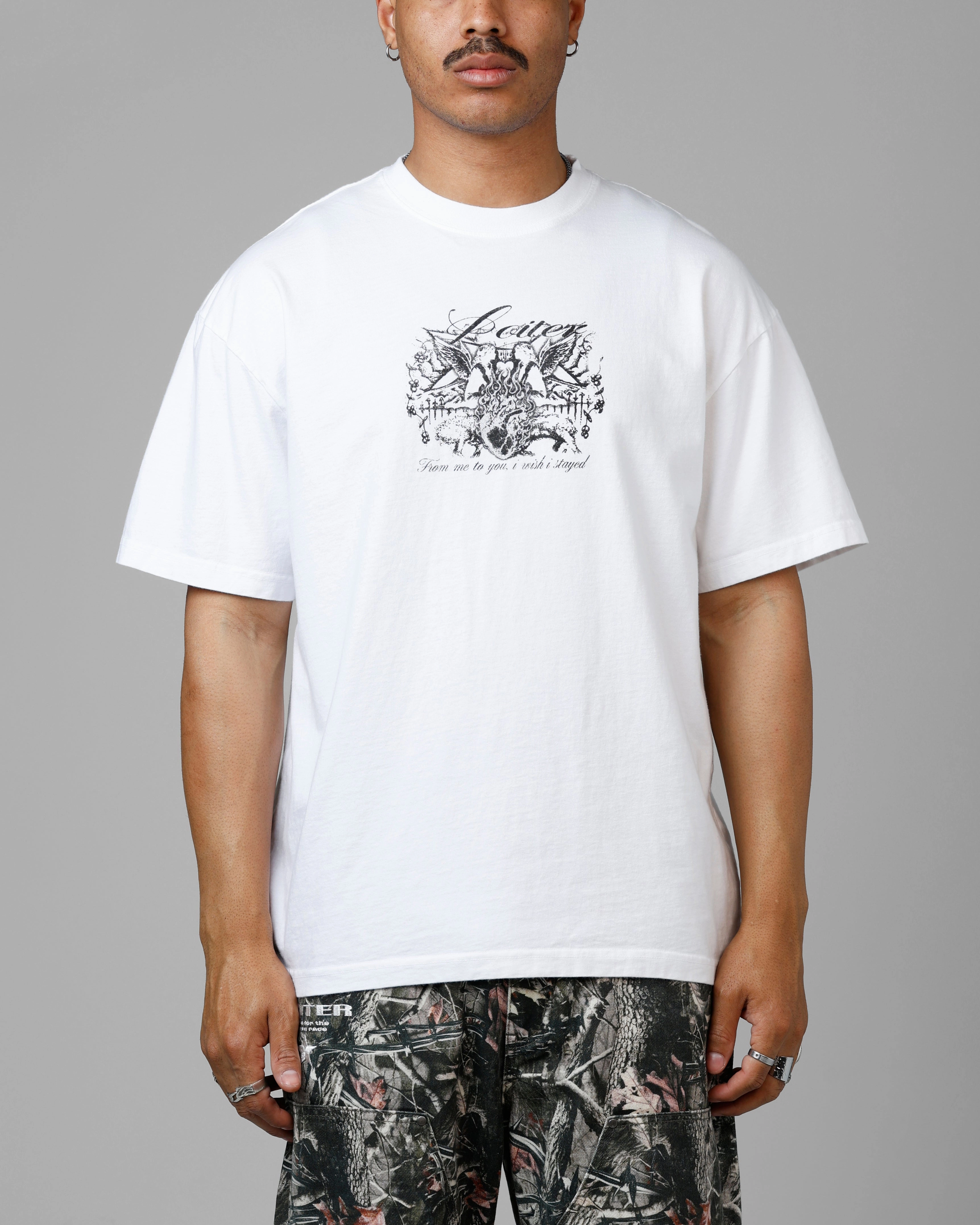 Garment Washed Softness Loiter Earth Angel Heavyweight T-Shirt White