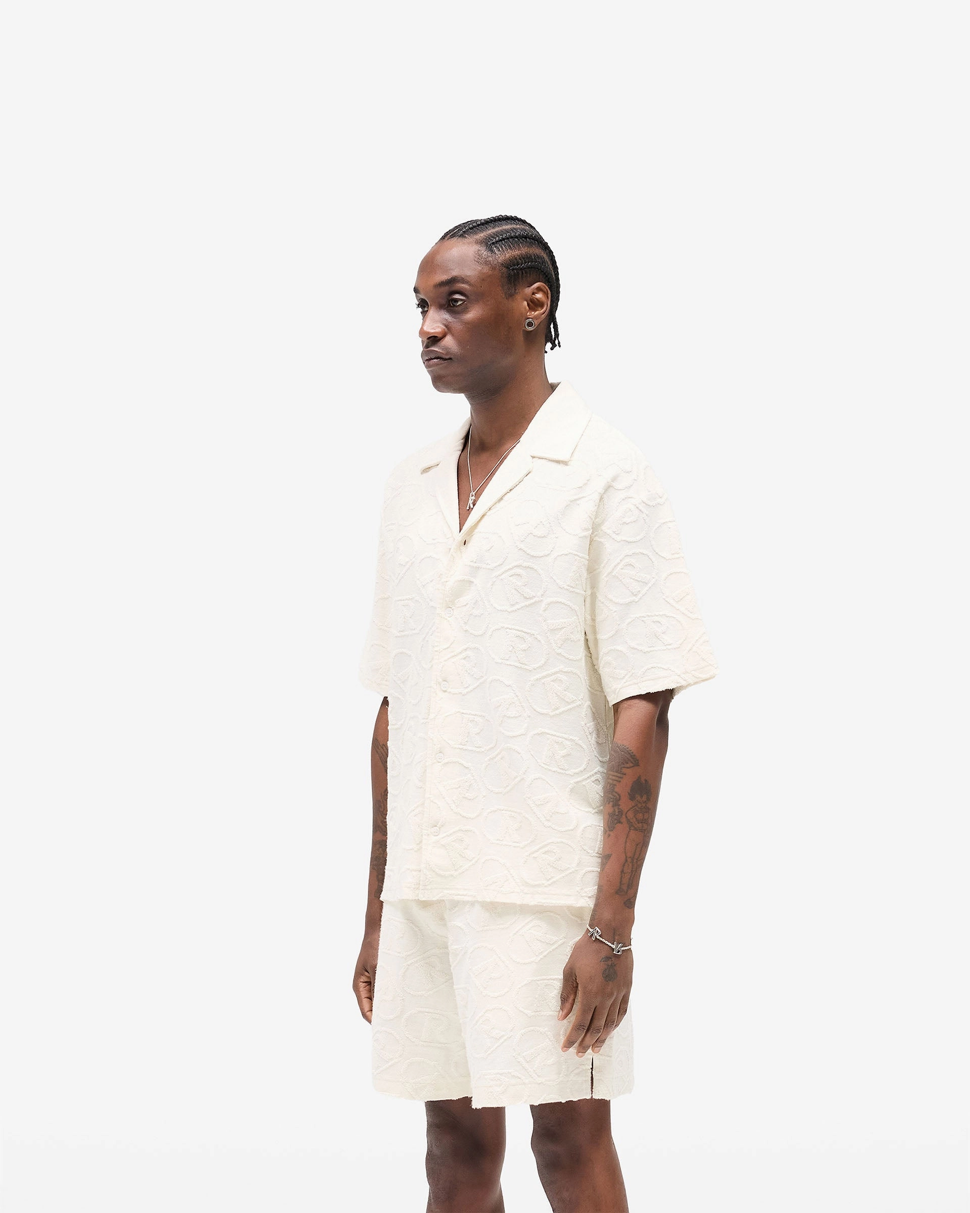 Active Comfort All Over Print Towel Shirt - Aged White