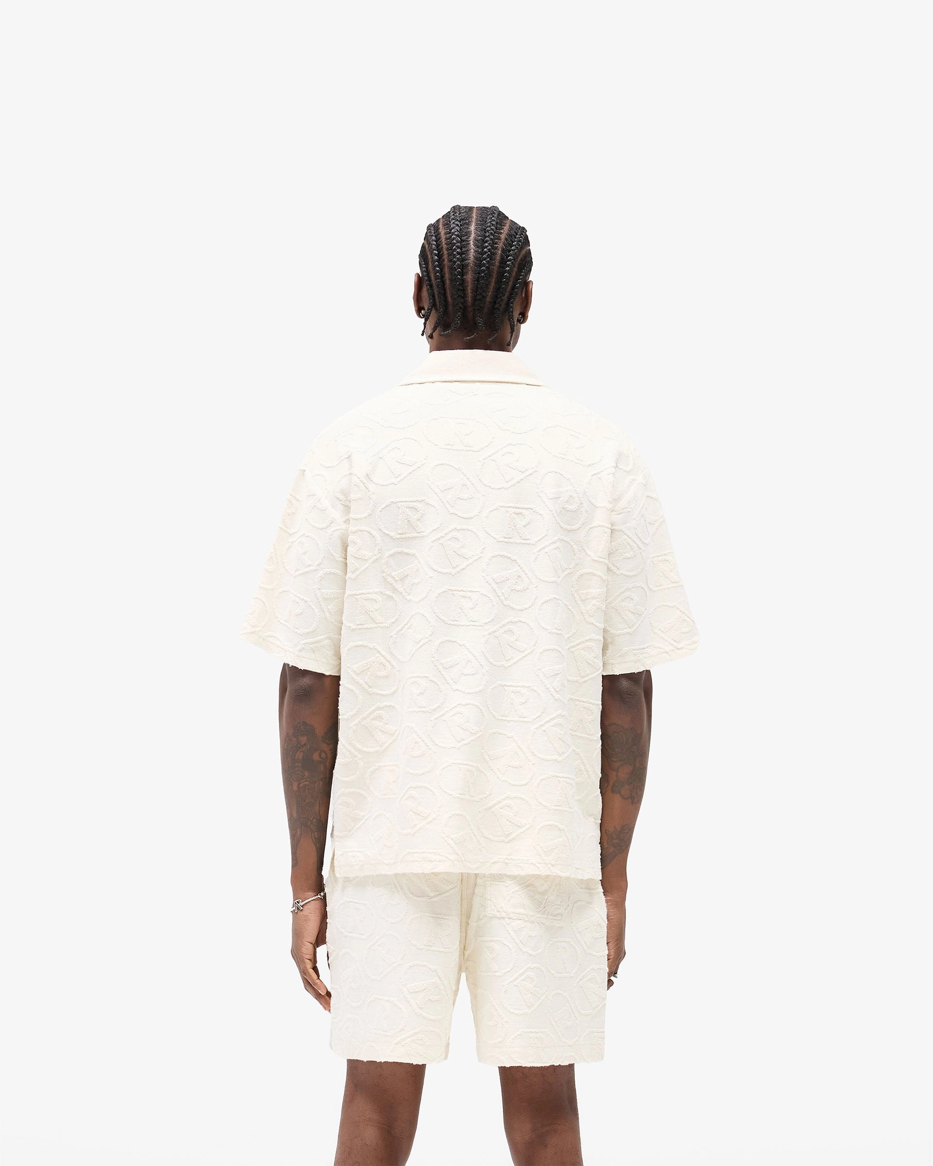 All Over Print Towel Shirt - Aged White Affordable Fashion Seasonal Wear