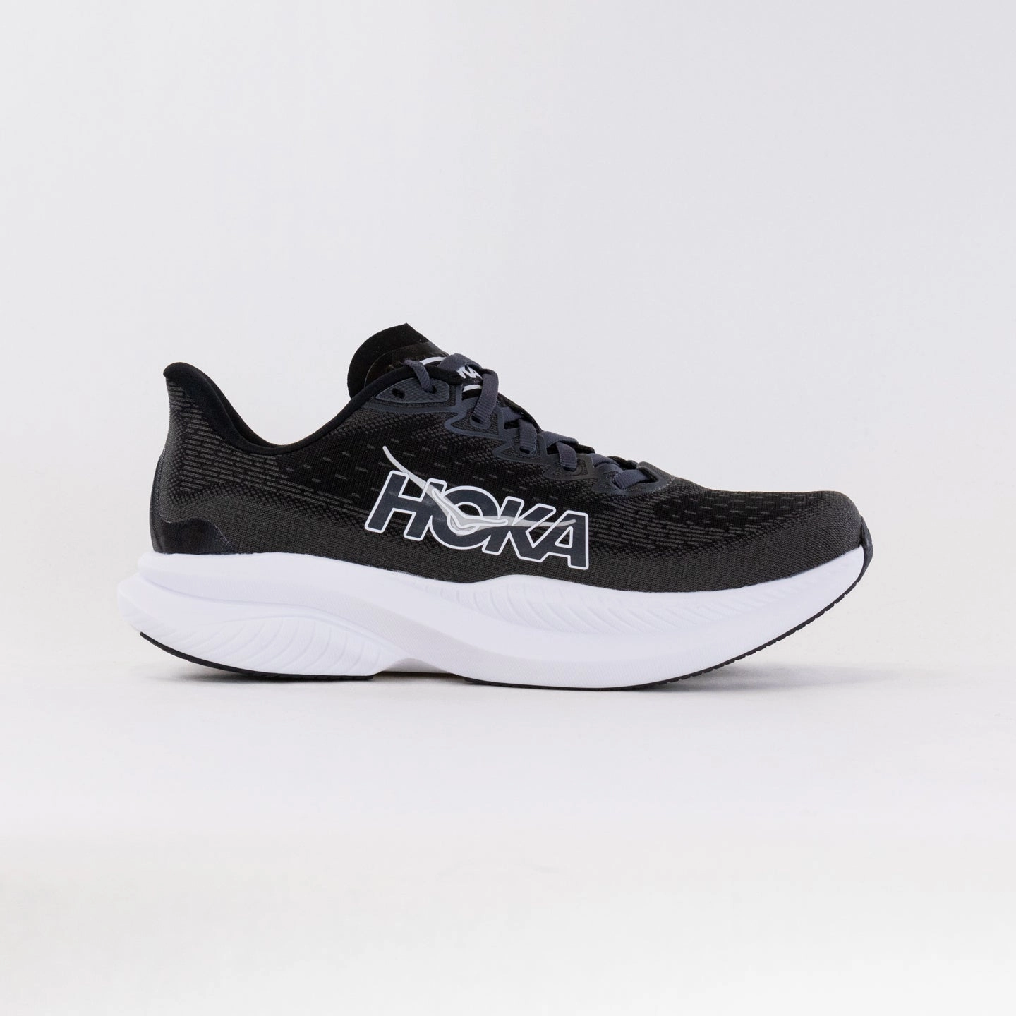 Hoka Mach 6 (Men's) Wide - Black/White racquetball player shoes Competitive running