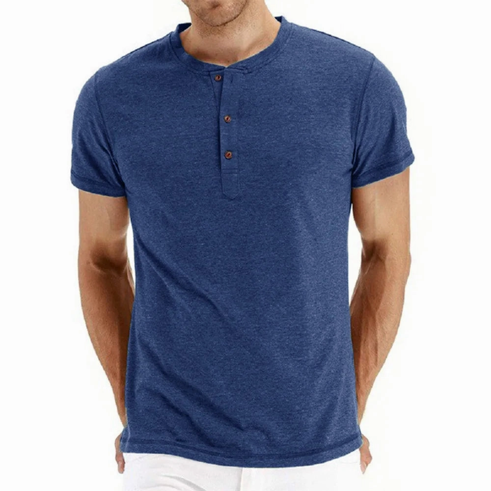 West Louis? Brand Fashion Cotton Henry Neck Tee Fit for Everyone