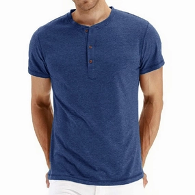 West Louis? Brand Fashion Cotton Henry Neck Tee Fit for Everyone
