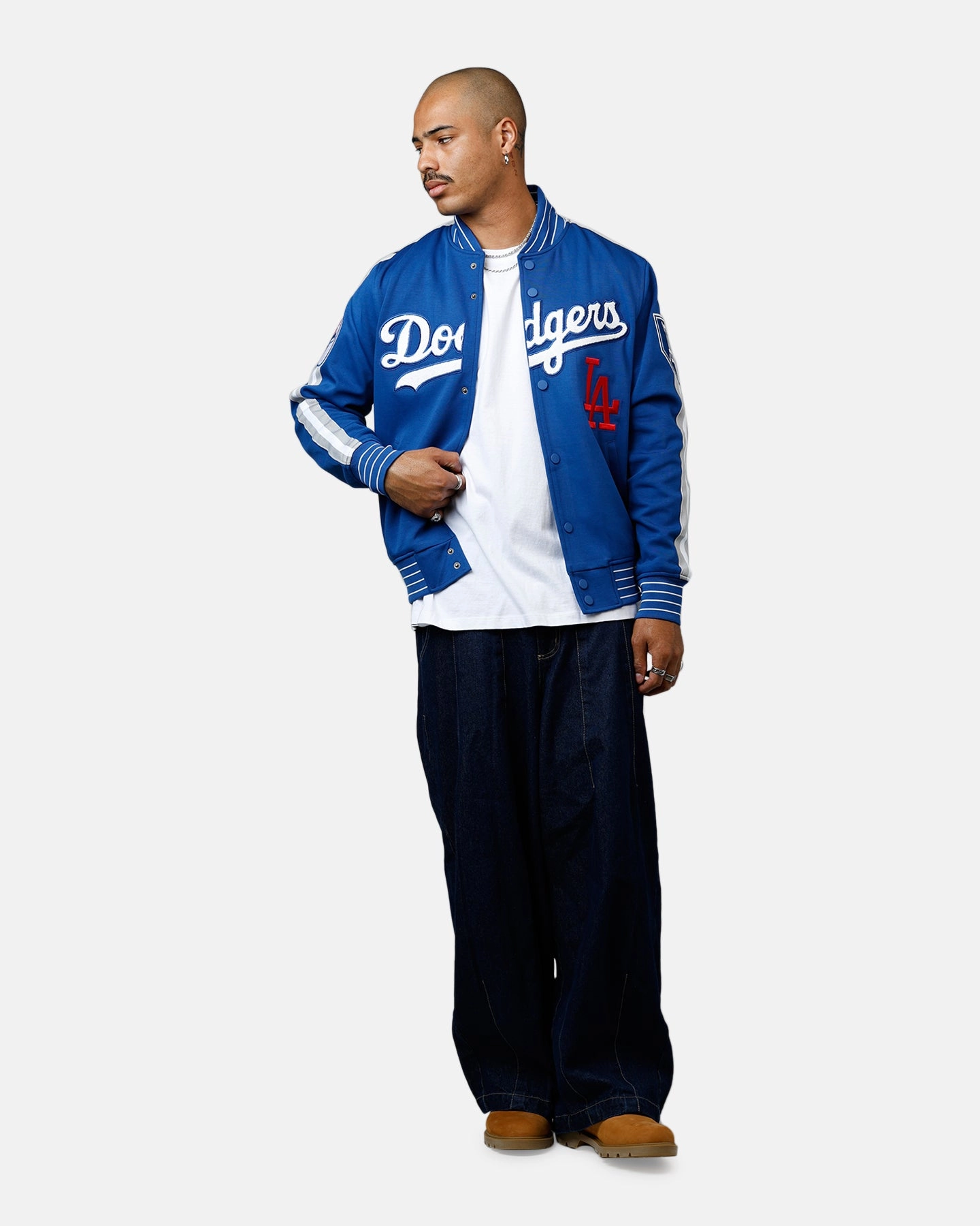 Pro Standard Los Angeles Dodgers Double Knit Jacket Blue Elegant Styling Lightweight Fabric