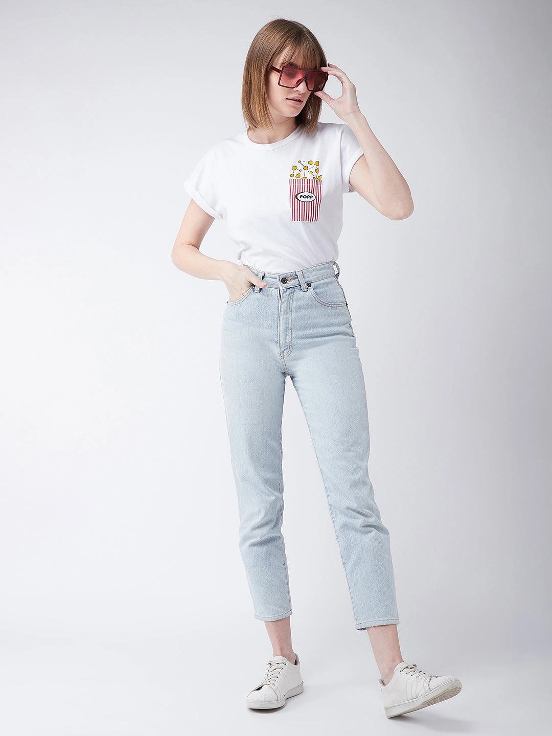 Sun Protective Fabric Multipurpose Design Women's White Cotton Round Neck Short Sleeve Graphic Print Basic T-Shirt