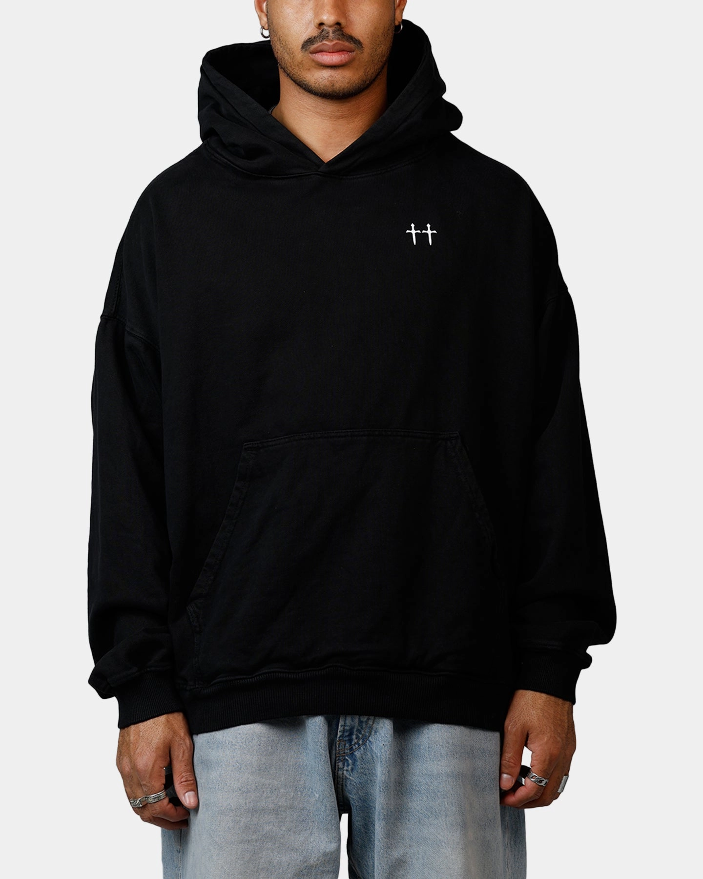 AdjustableCuffs Saint Morta Ye Old Boxy Hoodie Black