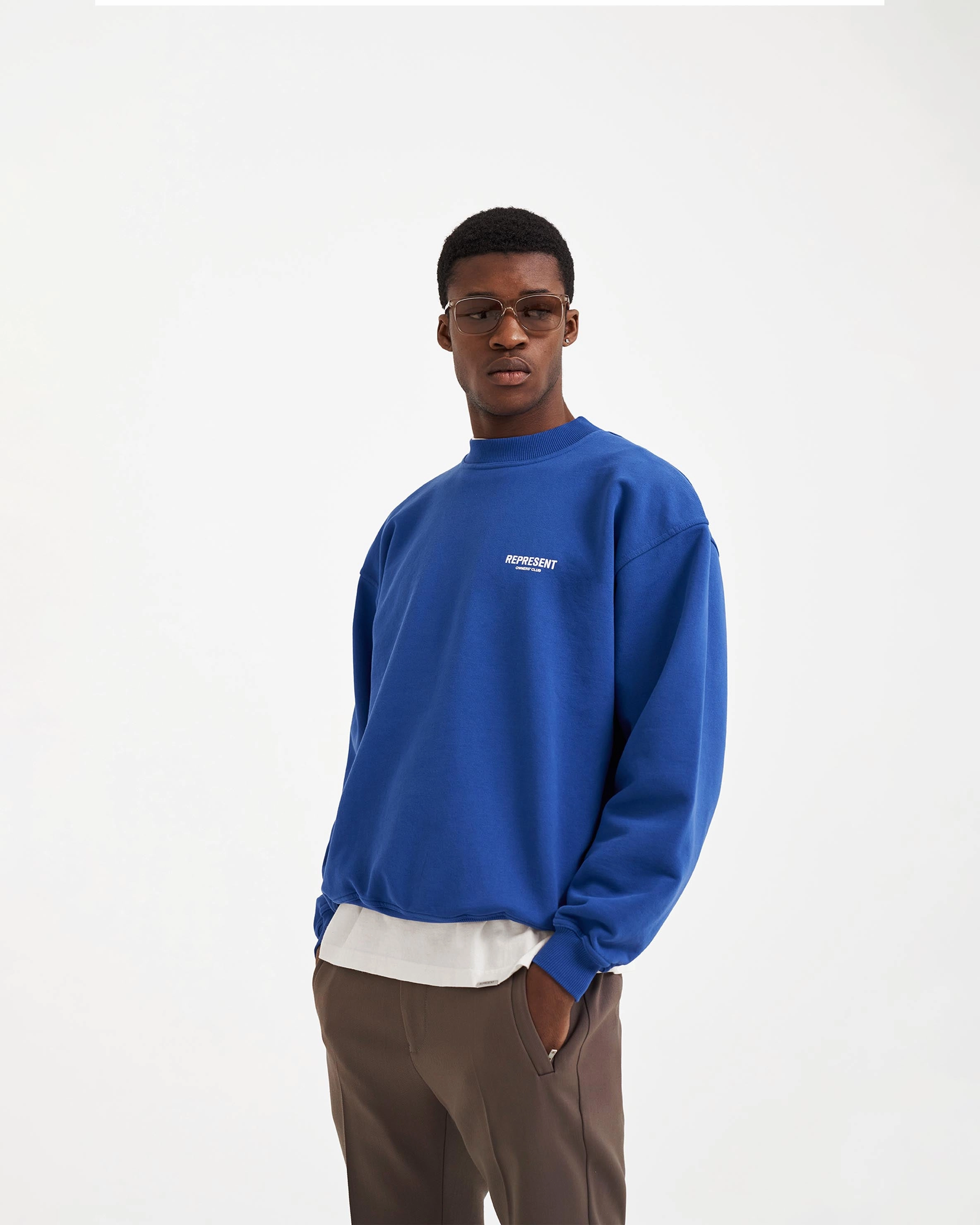 Represent Owners Club Sweater - Cobalt Double Layered Design StaticFree Material