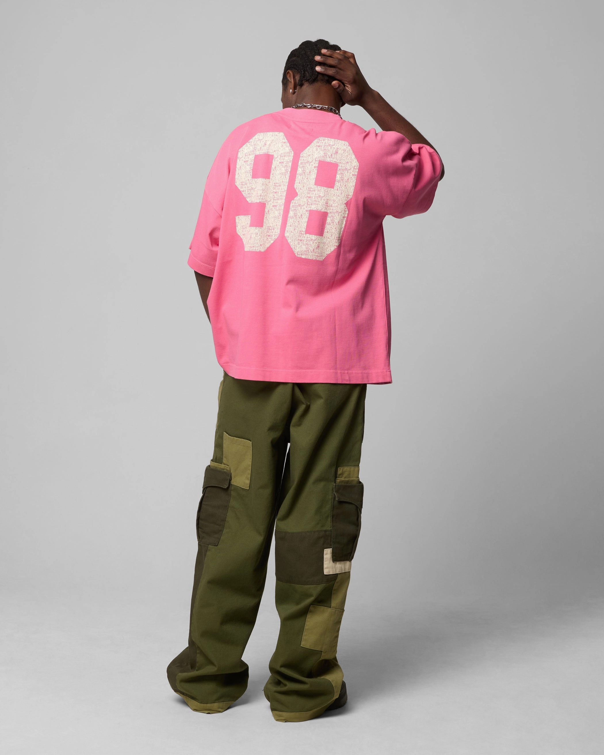 OversizedFit Abrasion Resistant Fabric Loiter Human Box T-Shirt Pink