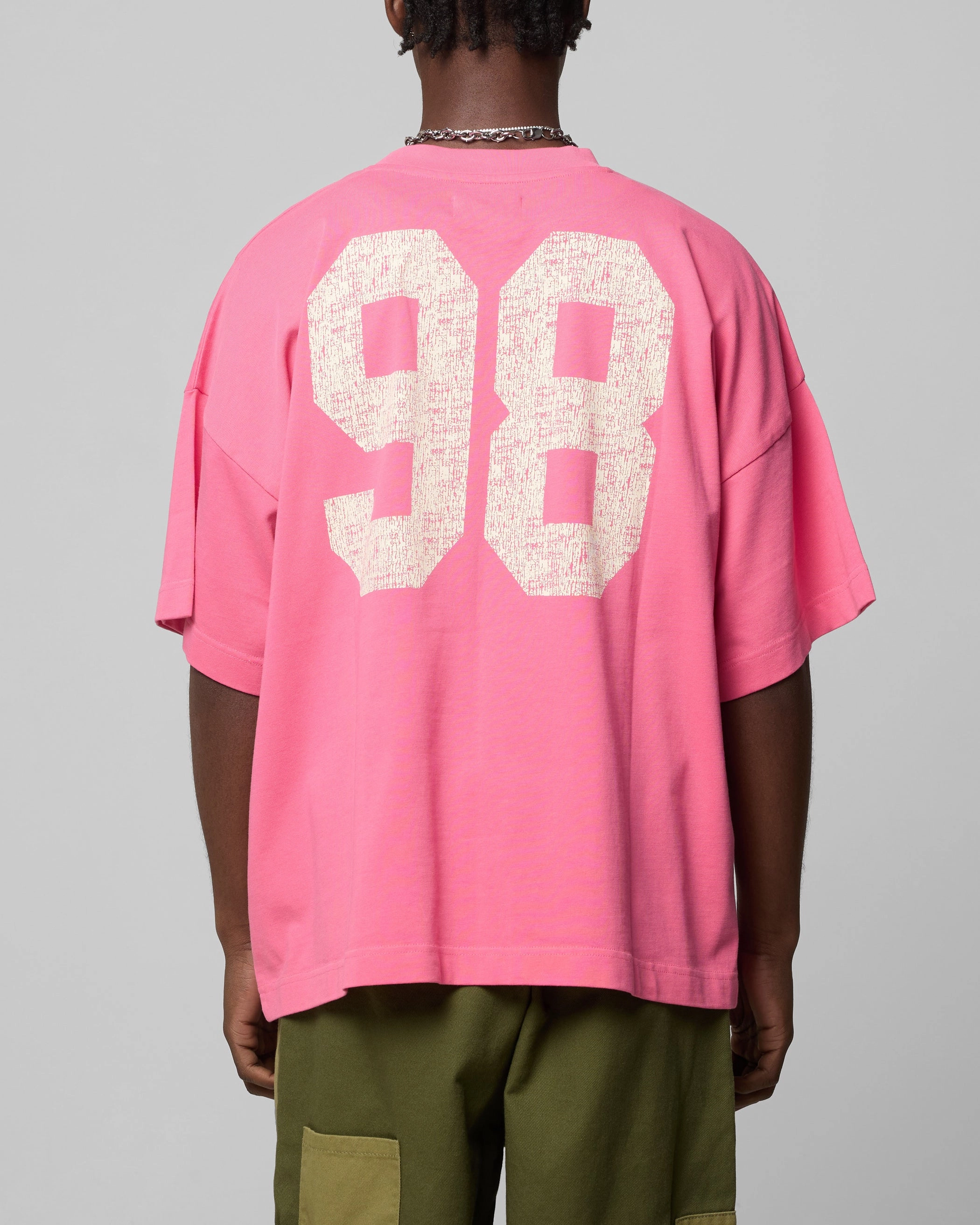 Adjustable Cuff Durable Binding Loiter Human Box T-Shirt Pink