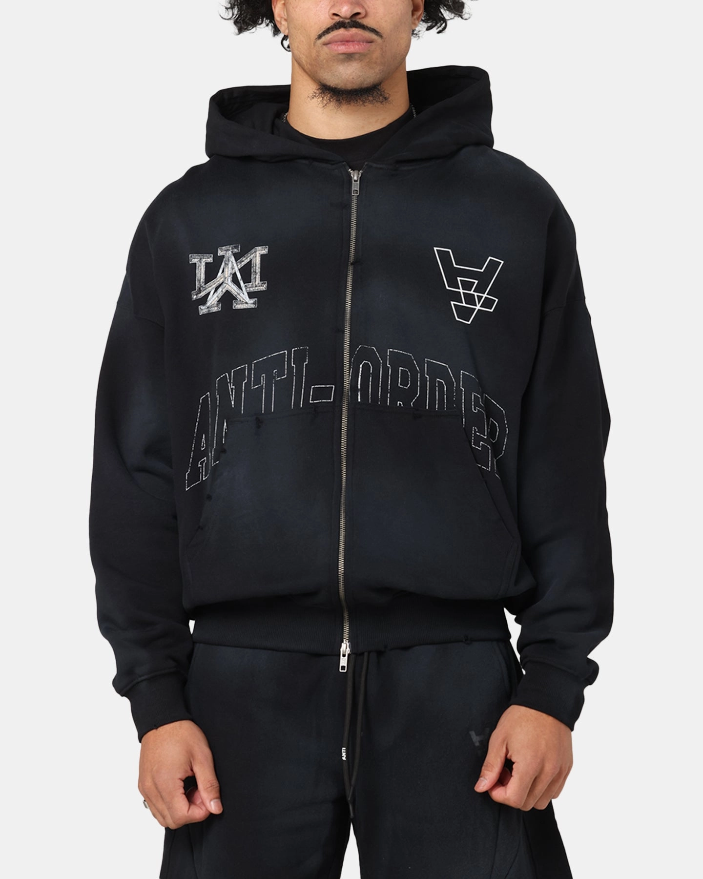The Anti Order Post Season Zip Hoodie Sunfade Black Relaxed Sweatshirt FlexibleMobility