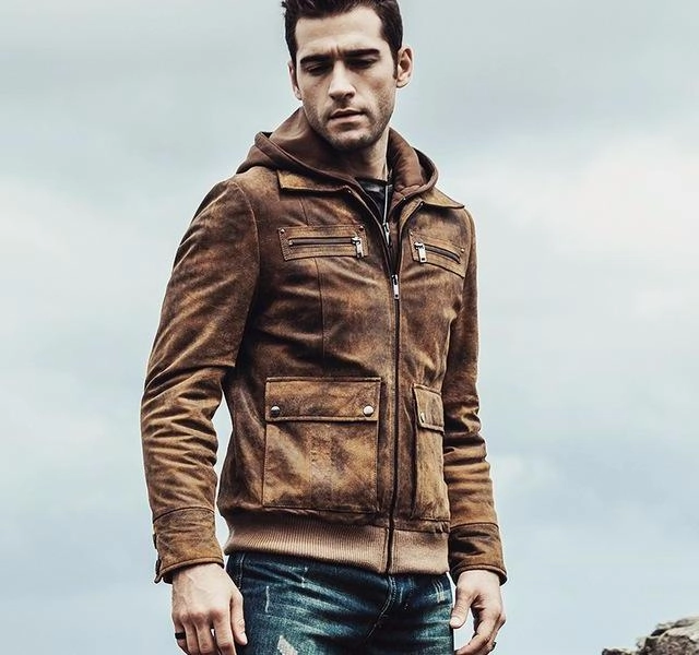 West Louis? Retro Autumn Winter Genuine Leather Jacket NoiseReduciting Fabric