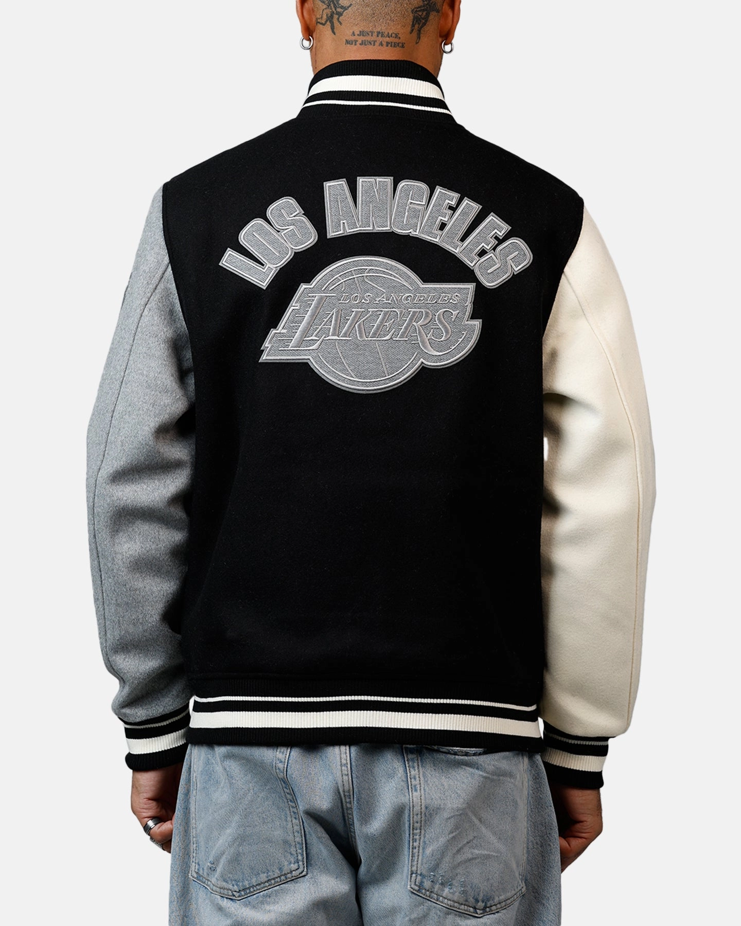 Pro Standard Los Angeles Lakers Reverse French Terry Wool Varsity Jacket Black/Grey Statement Outerwear