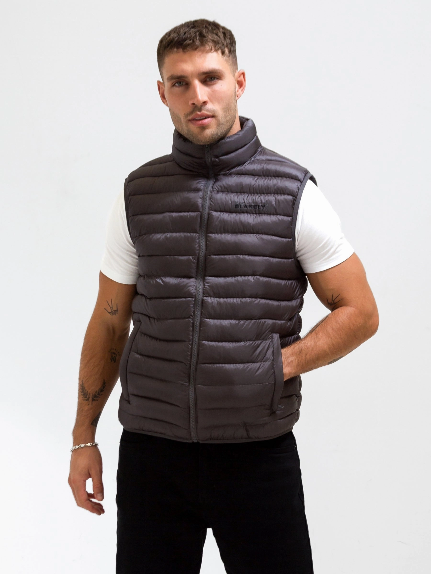 Contemporary Fit Ellis Lightweight Gilet - Charcoal