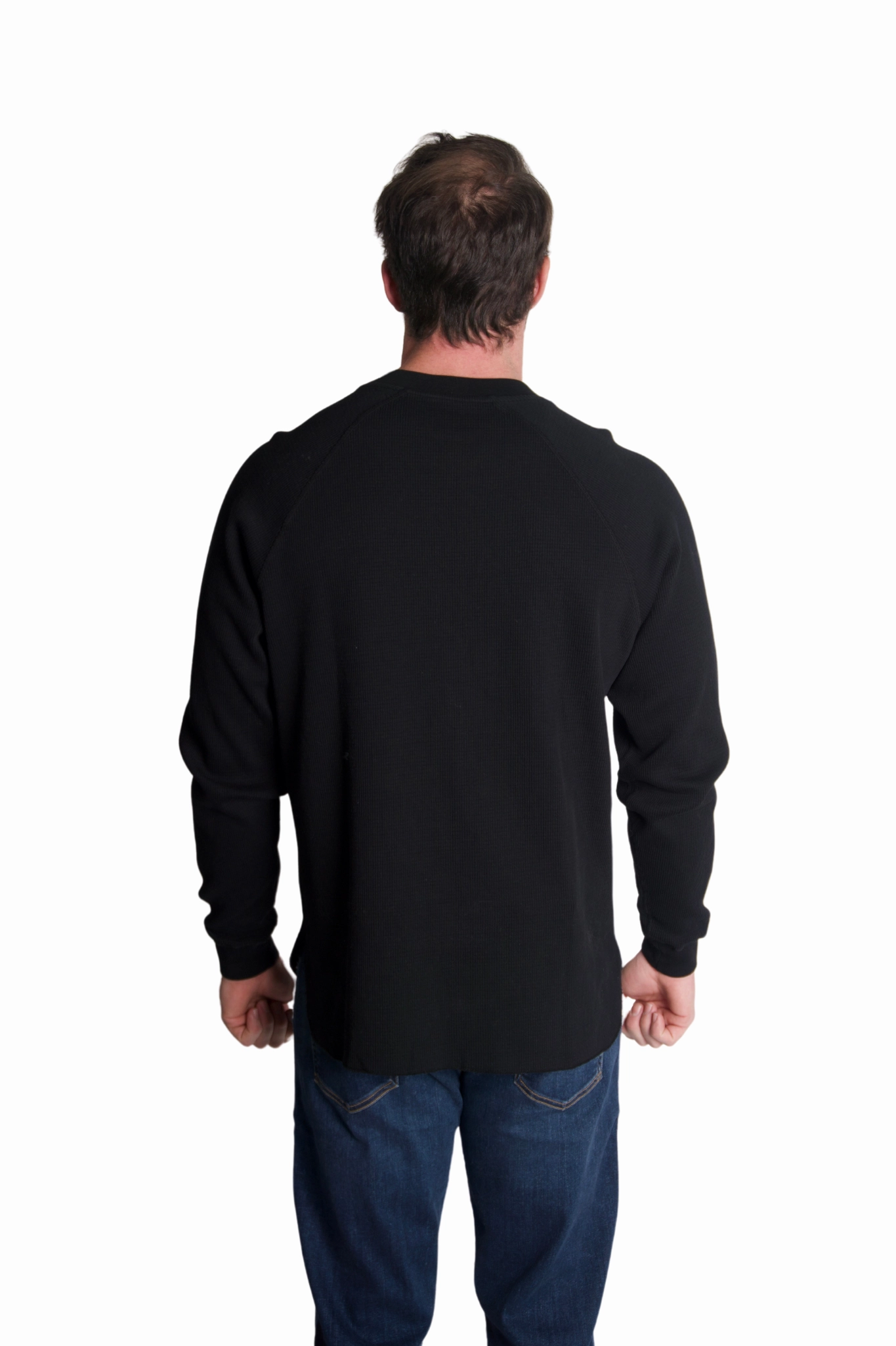 Raglan Mock Neck in Black Seasonal Trend Multipanel Construction