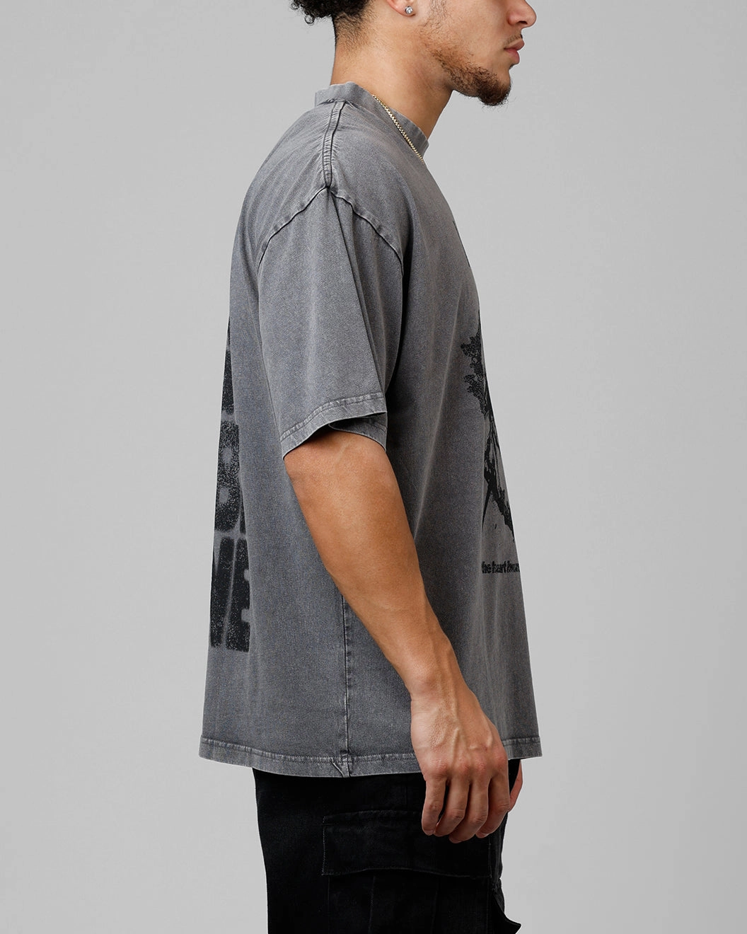 YarnDye Technique Loiter Desire T-Shirt Washed Charcoal