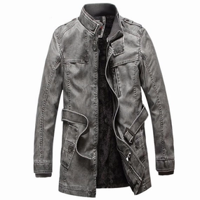 Day Hike Style Crisp Look West Louis? Winter PU Moto Long Leather Jacket