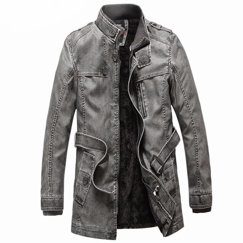 Day Hike Style Crisp Look West Louis? Winter PU Moto Long Leather Jacket