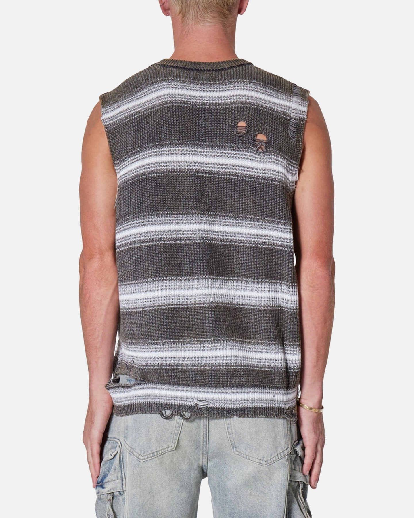 MNML Destroyed Pullover Shirt Black/White Non Restrictive Fit