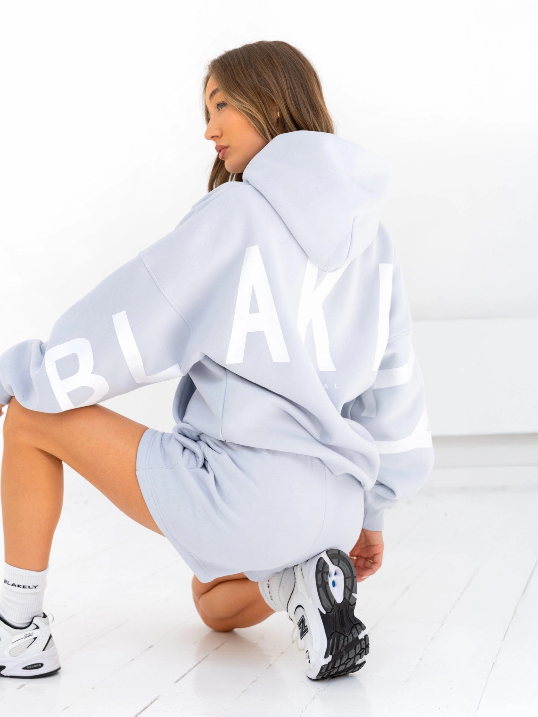 High Collar Coverage Isabel Oversized Hoodie - Pale Blue