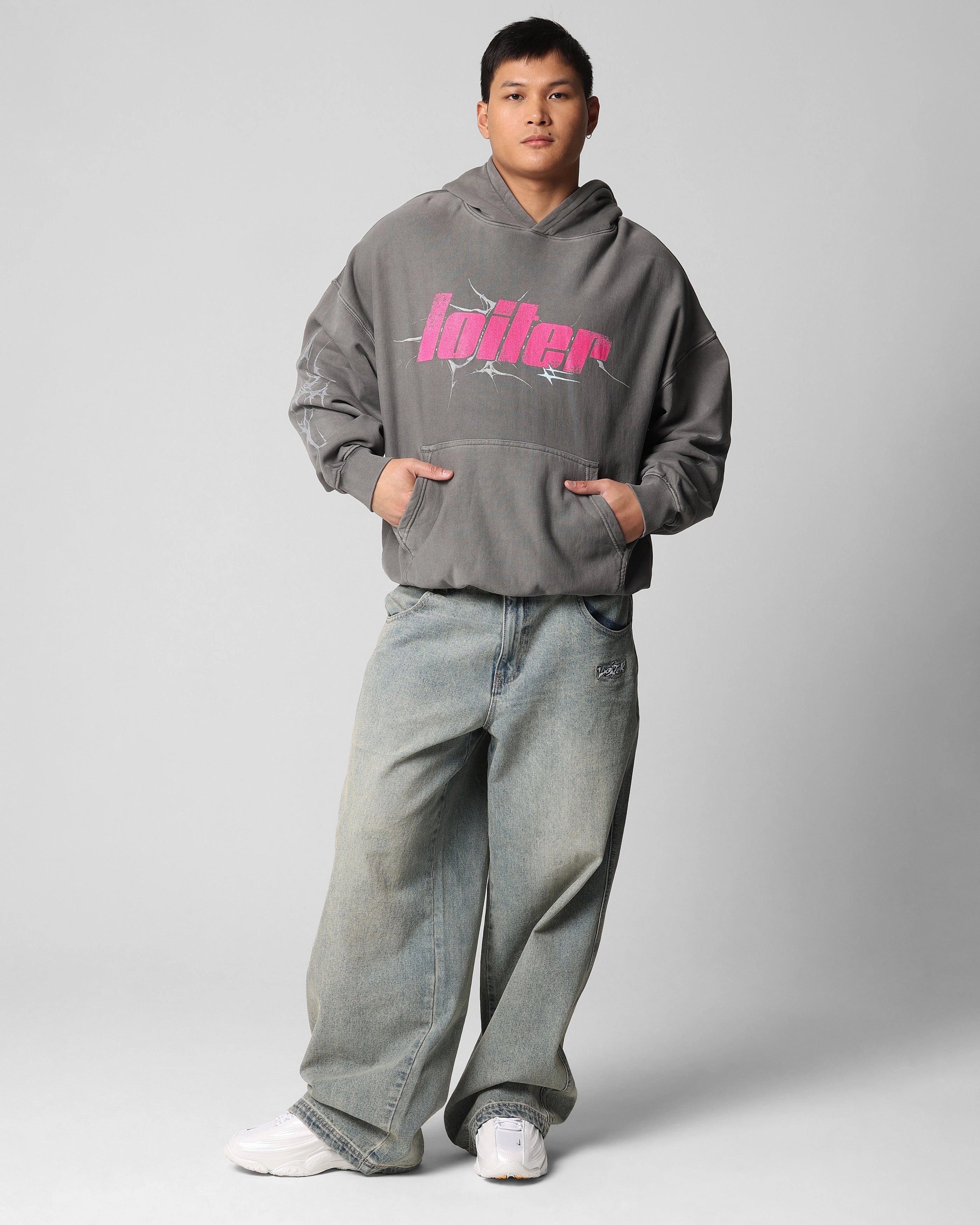 Loiter Neo Hoodie Washed Charcoal UltraLightweight ReinforcedArmholes