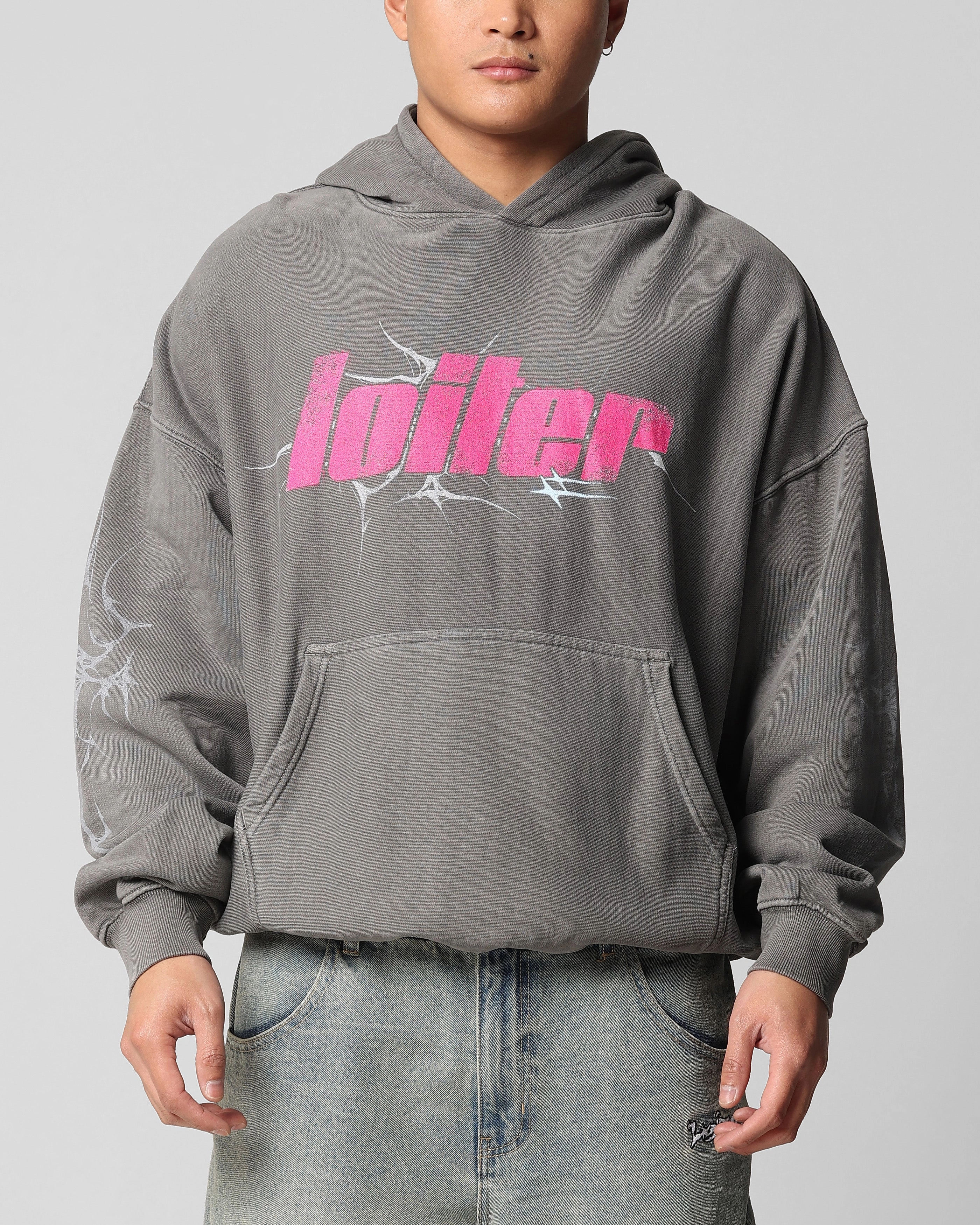 Loiter Neo Hoodie Washed Charcoal Reflective Detailing Hygroscopic Inner Layer