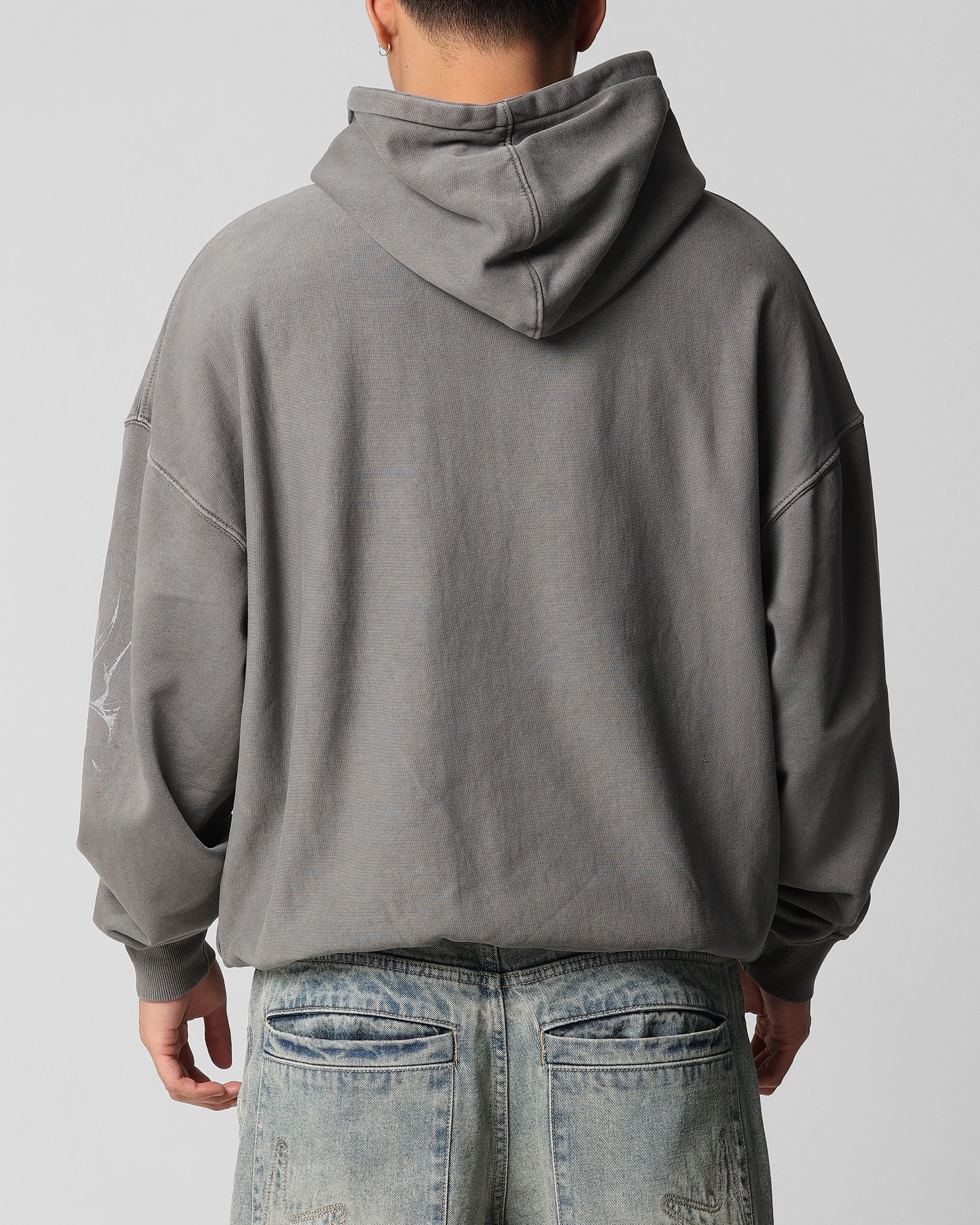 FrenchTerry DoubleLayeredCollar Loiter Neo Hoodie Washed Charcoal