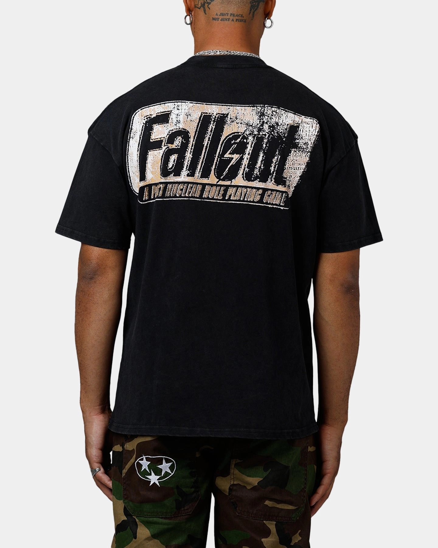 73 Studio X Fallout '97 Fallout Vintage T-Shirt Black Acidwash EasyCareFabric BreathableBackVents