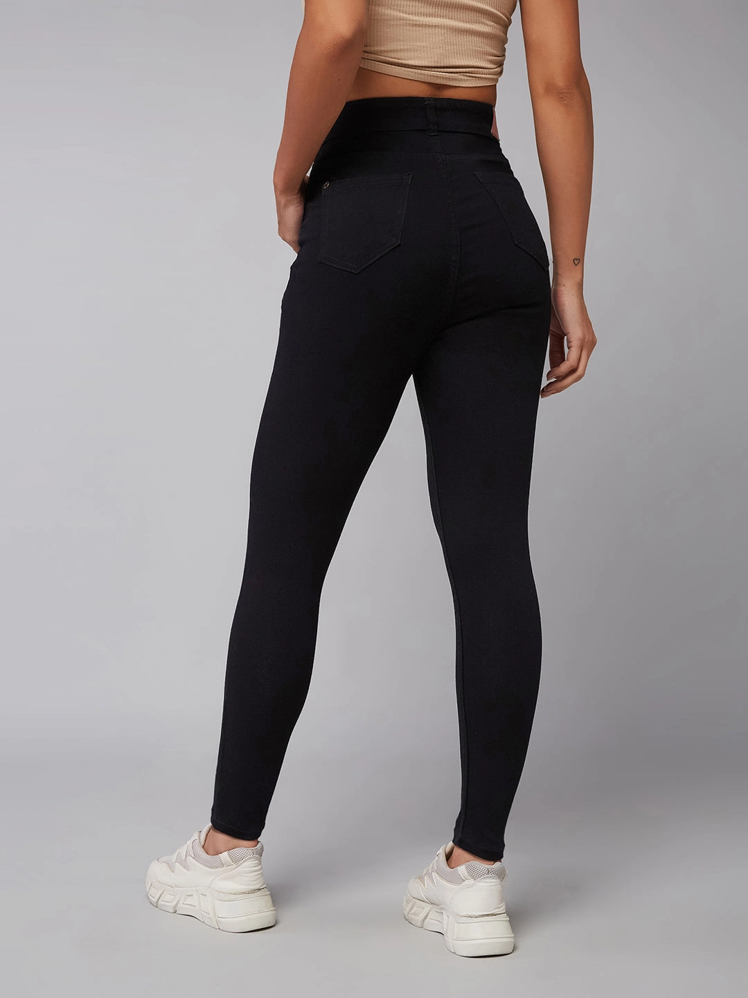 Yearlong Fit Couple Look Smooth 24/7 Comfort Black Skinny-Fit High-Rise Cropped-Length Stretchable Denim Jeans