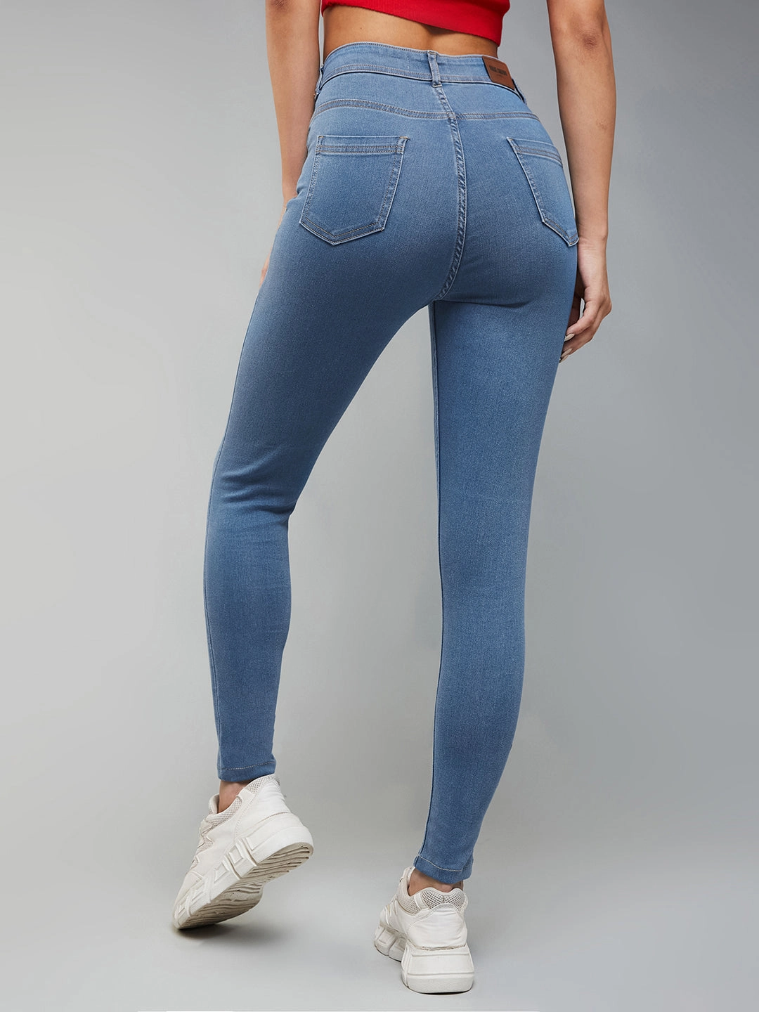 Modern Minimalist Urban Explorer CHASEstretch? Blue Skinny High-Rise Cropped Denim Jeans