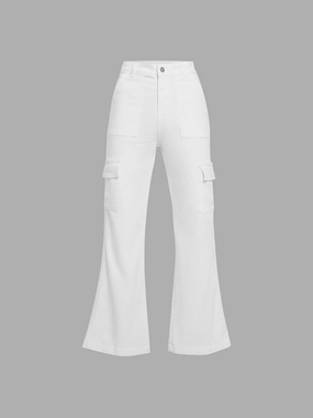 General Fit Anti Bacterial Treatment 24/7 Comfort White Wide-Leg High-Rise Stretchable Denim Jeans