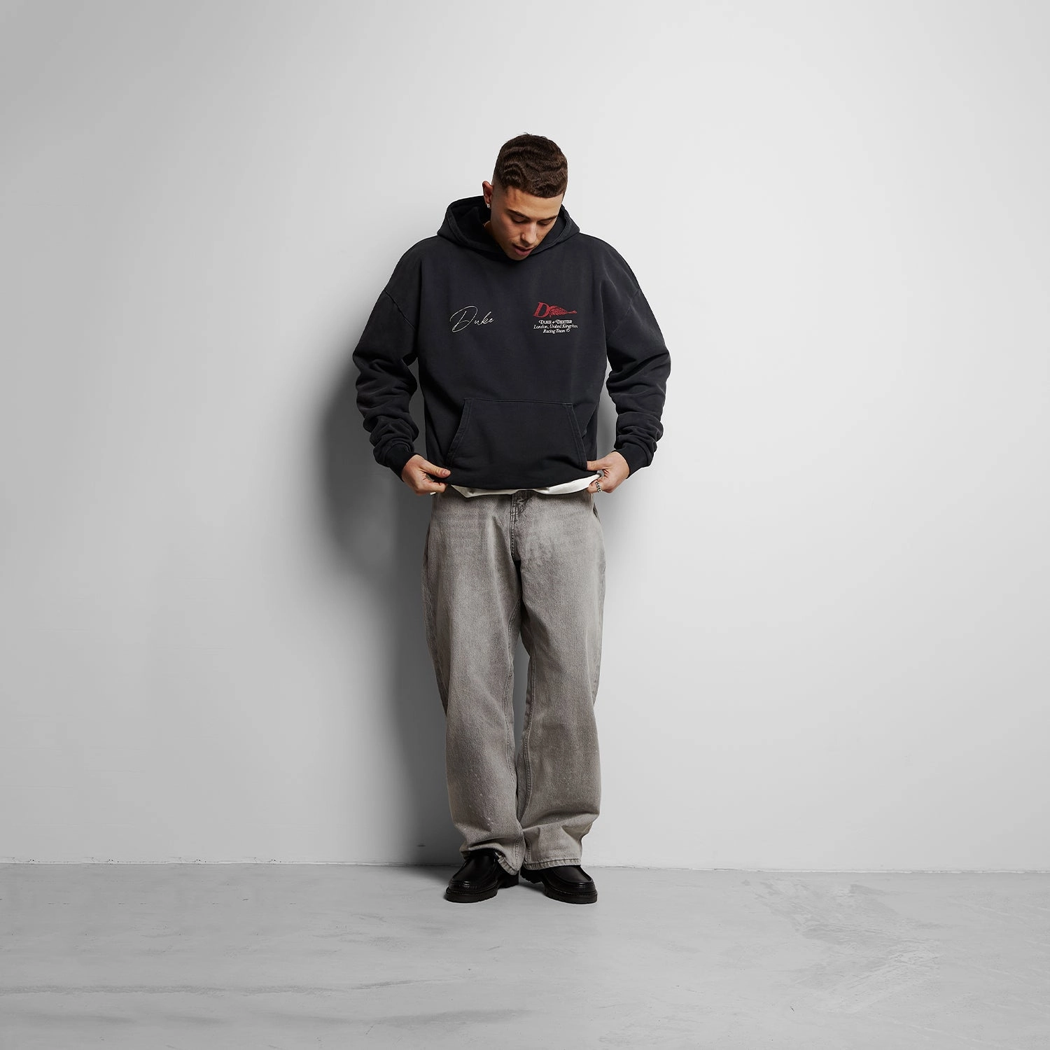 DR1 Helmet Washed Black Hoodie Soft touch finish Laser Cut Details