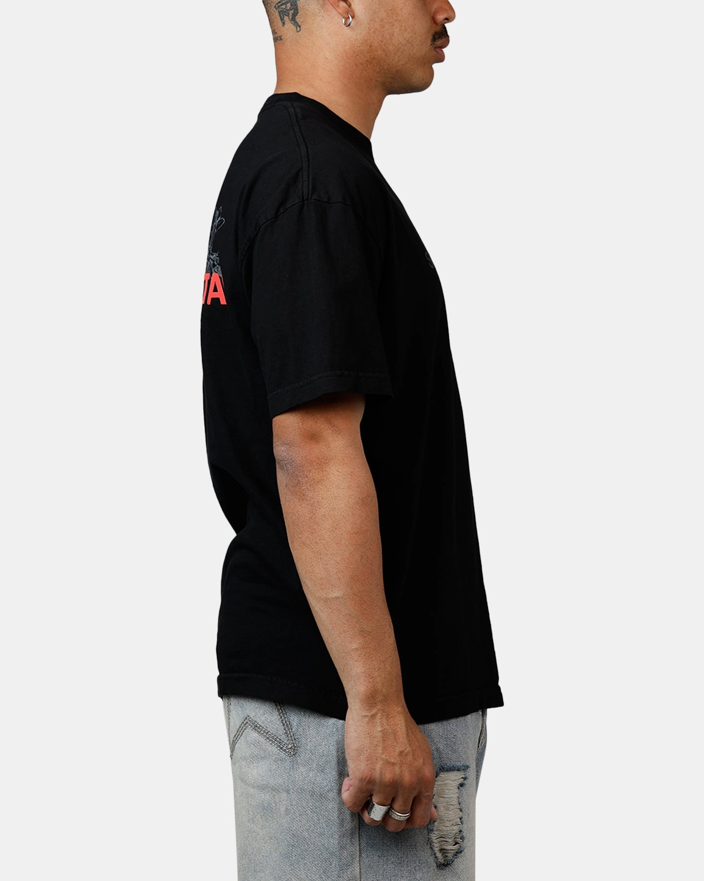 CollapsibleFrame Stylish T-shirt Saint Morta Memoriam Drop Shoulder T-Shirt Black