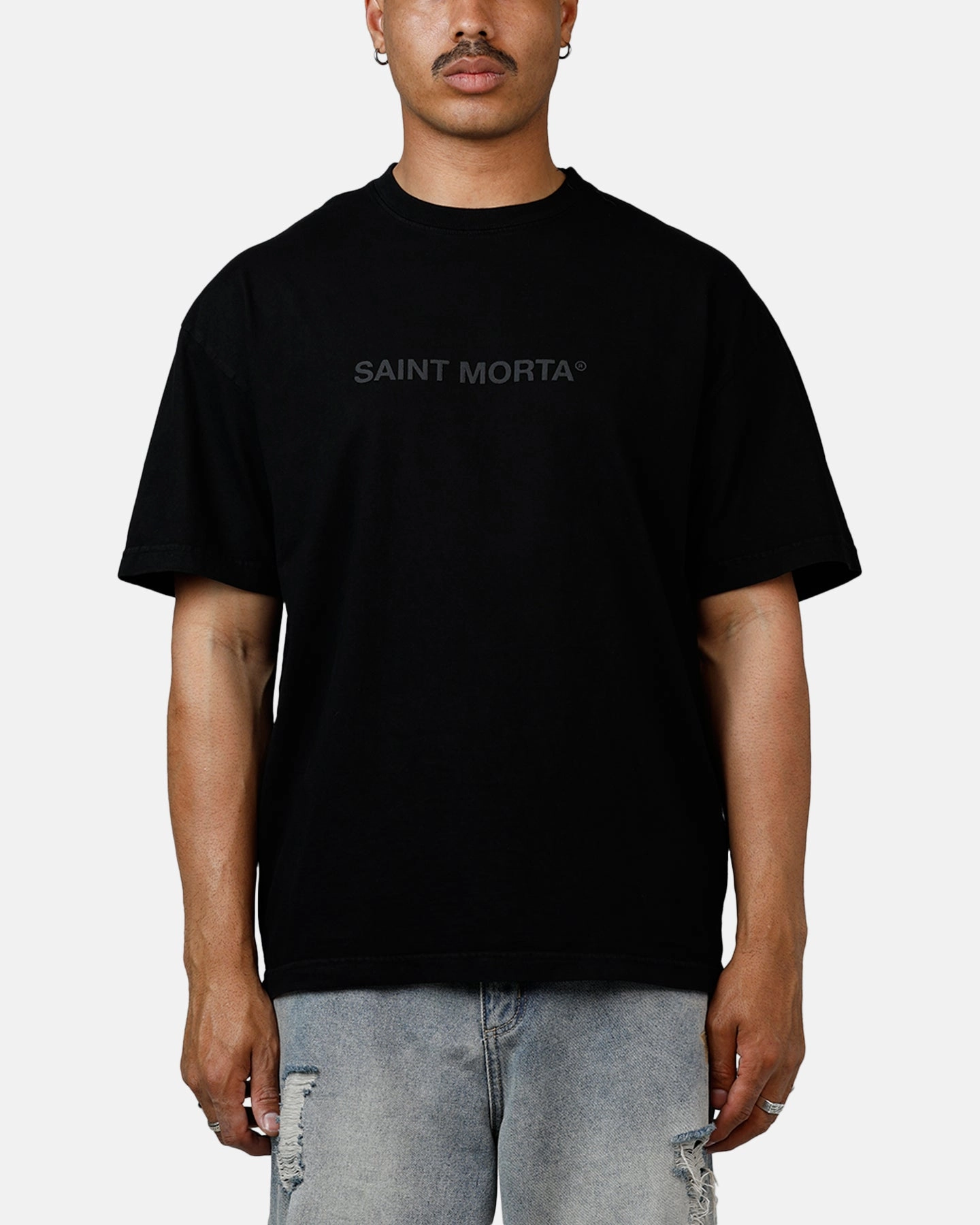 HiddenPocket Saint Morta Memoriam Drop Shoulder T-Shirt Black