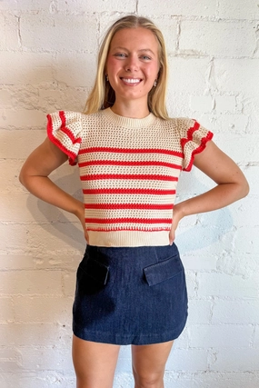 Layered HeatTrap Stitching Layered Collar Option Red Hot Knit Sweater