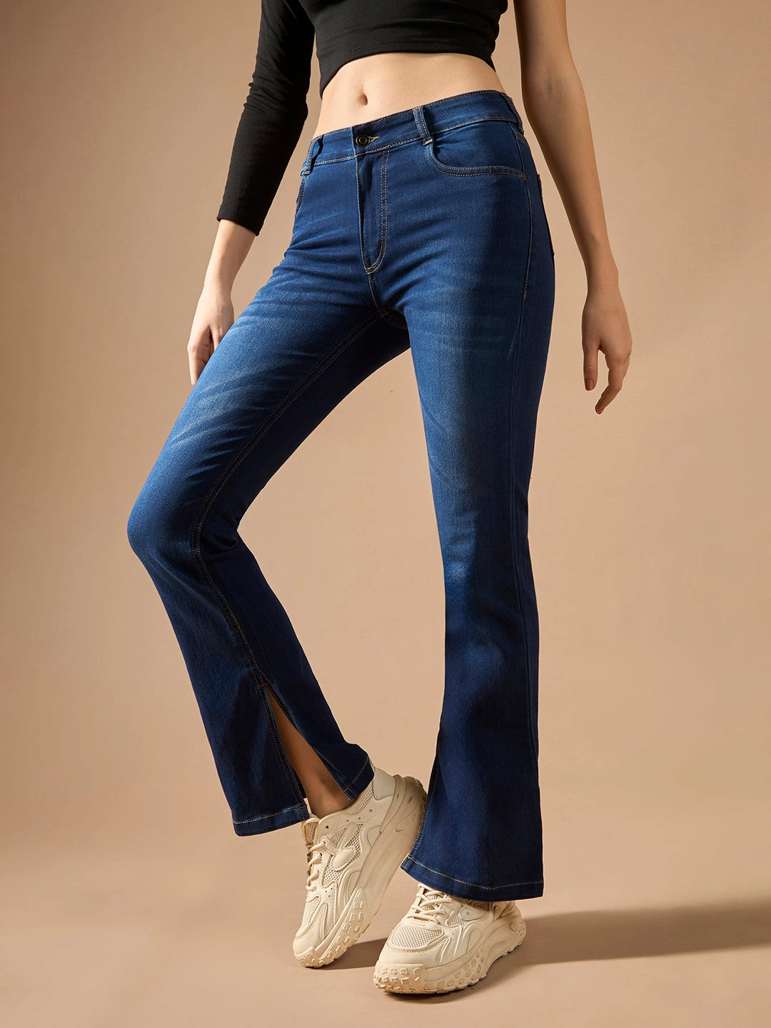 Easy Match Gym Ready Vibrant Bold 24/7 Comfort CHASEstretch? Blue Bootcut Mid-Rise Stretchable Denim Jeans