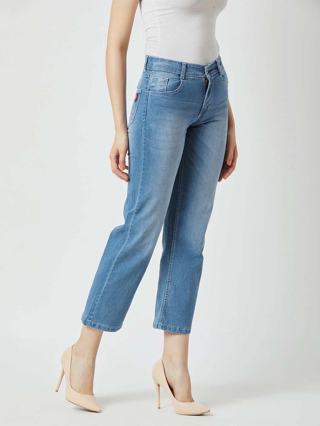 General Option 24/7 Comfort Light Blue Wide-Leg fit Mid-Rise Stretchable Denim Jeans