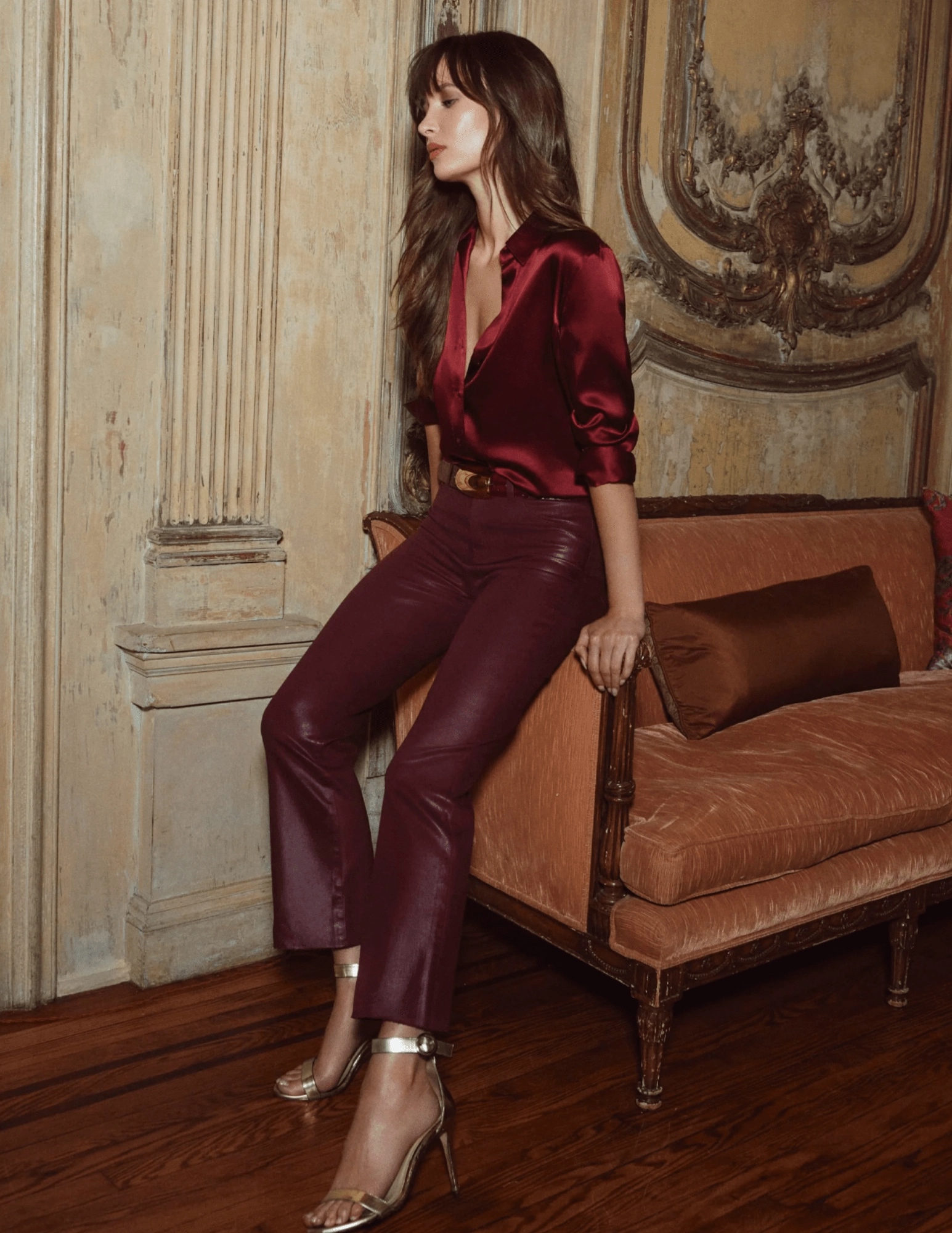 Work Meeting Weekend Style Streetwear Fan L'AGENCE Kendra High Rise Cropped Coated Jeans In Dark Port