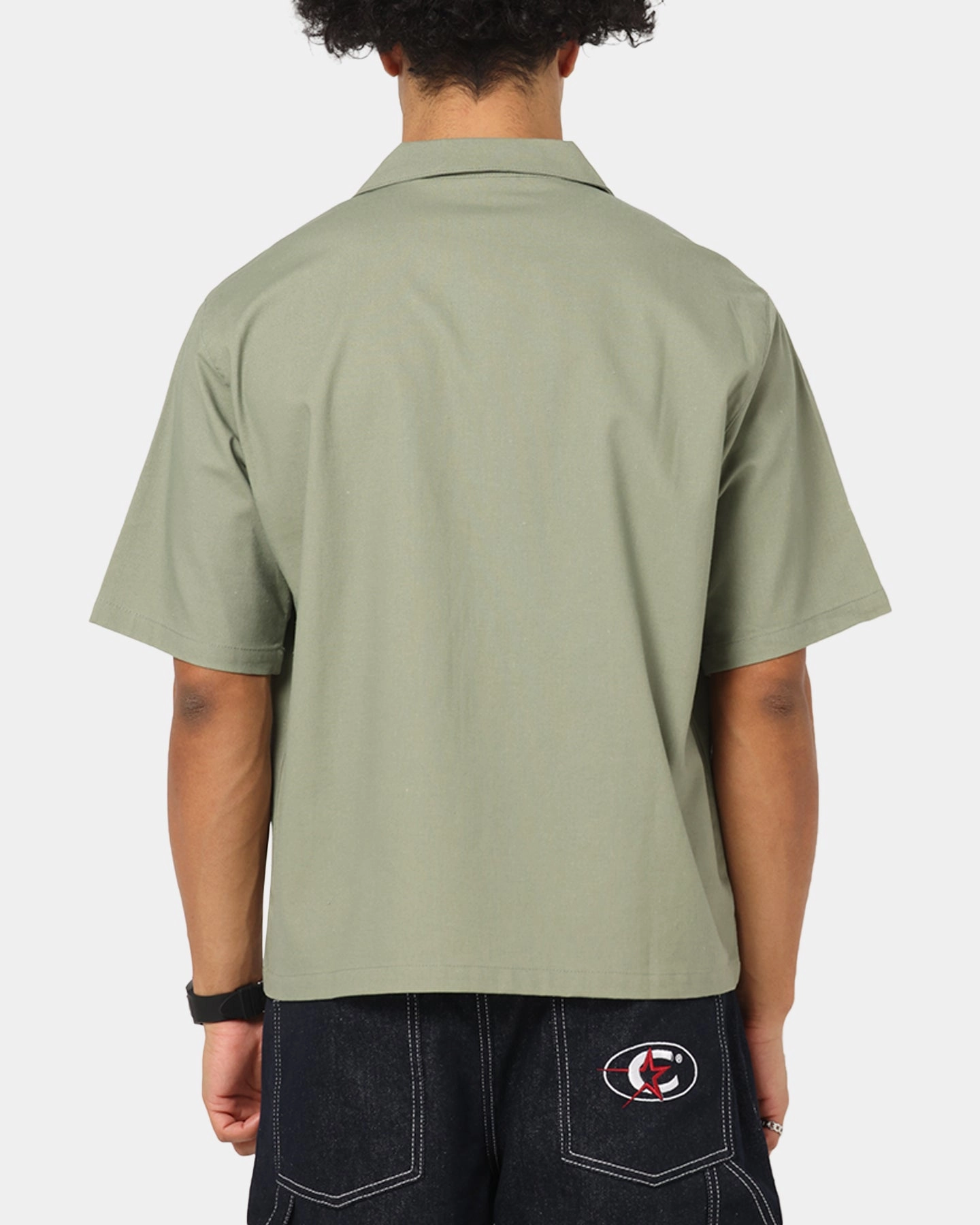 Carre Hand Picked Button Up Shirt Green Eco Dye Process SoftLining