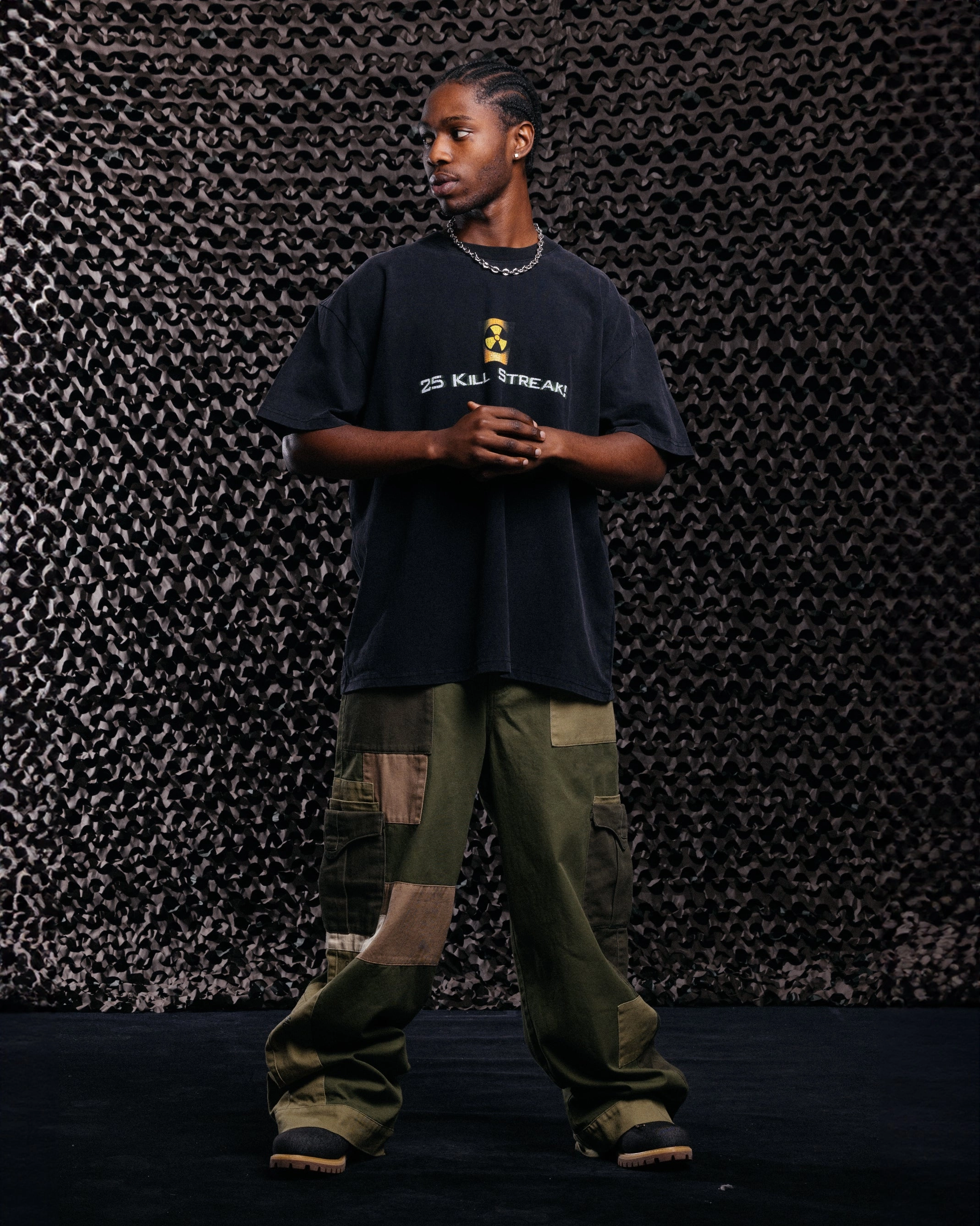 Fleece Pullover Light Fabric Goat Crew X Call Of Duty Modern Warfare 25 Streak Vintage T-Shirt Black Acidwash