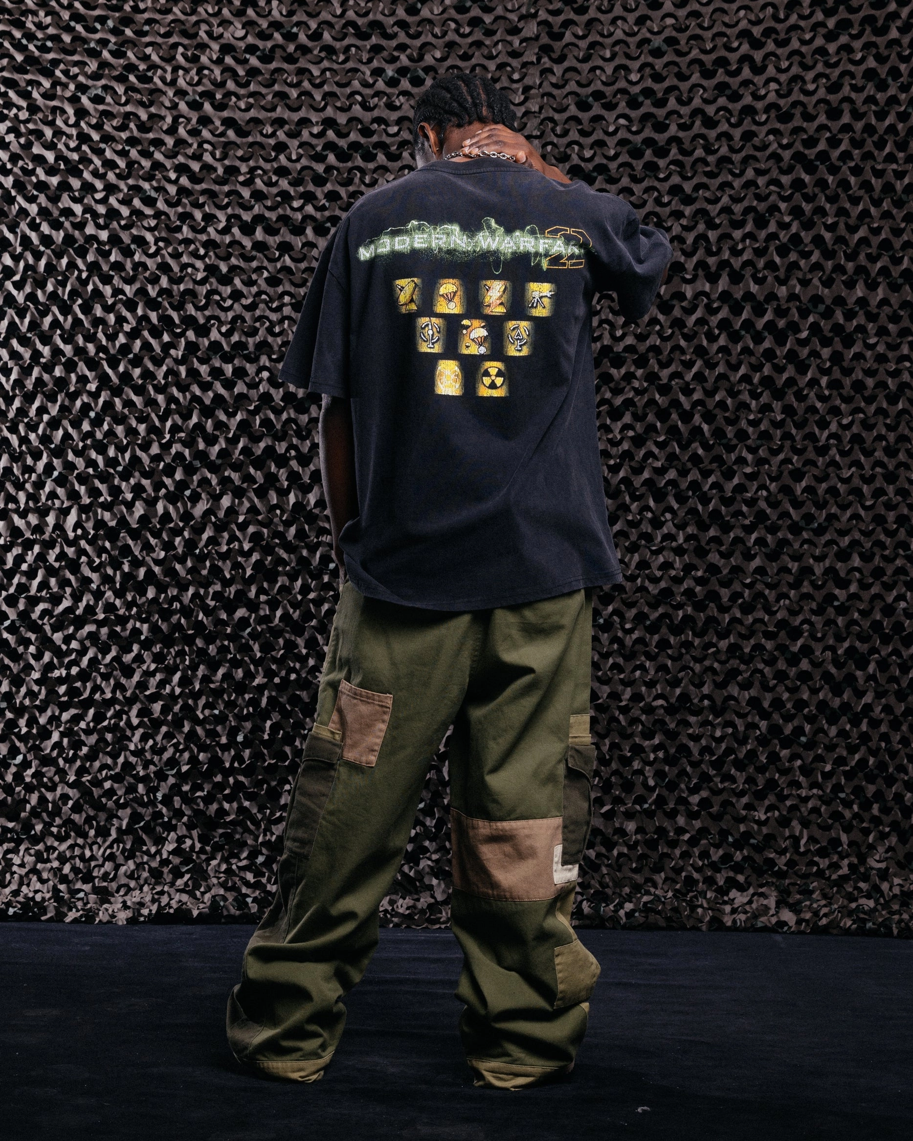 Goat Crew X Call Of Duty Modern Warfare 25 Streak Vintage T-Shirt Black Acidwash Relaxed Design Layered Look