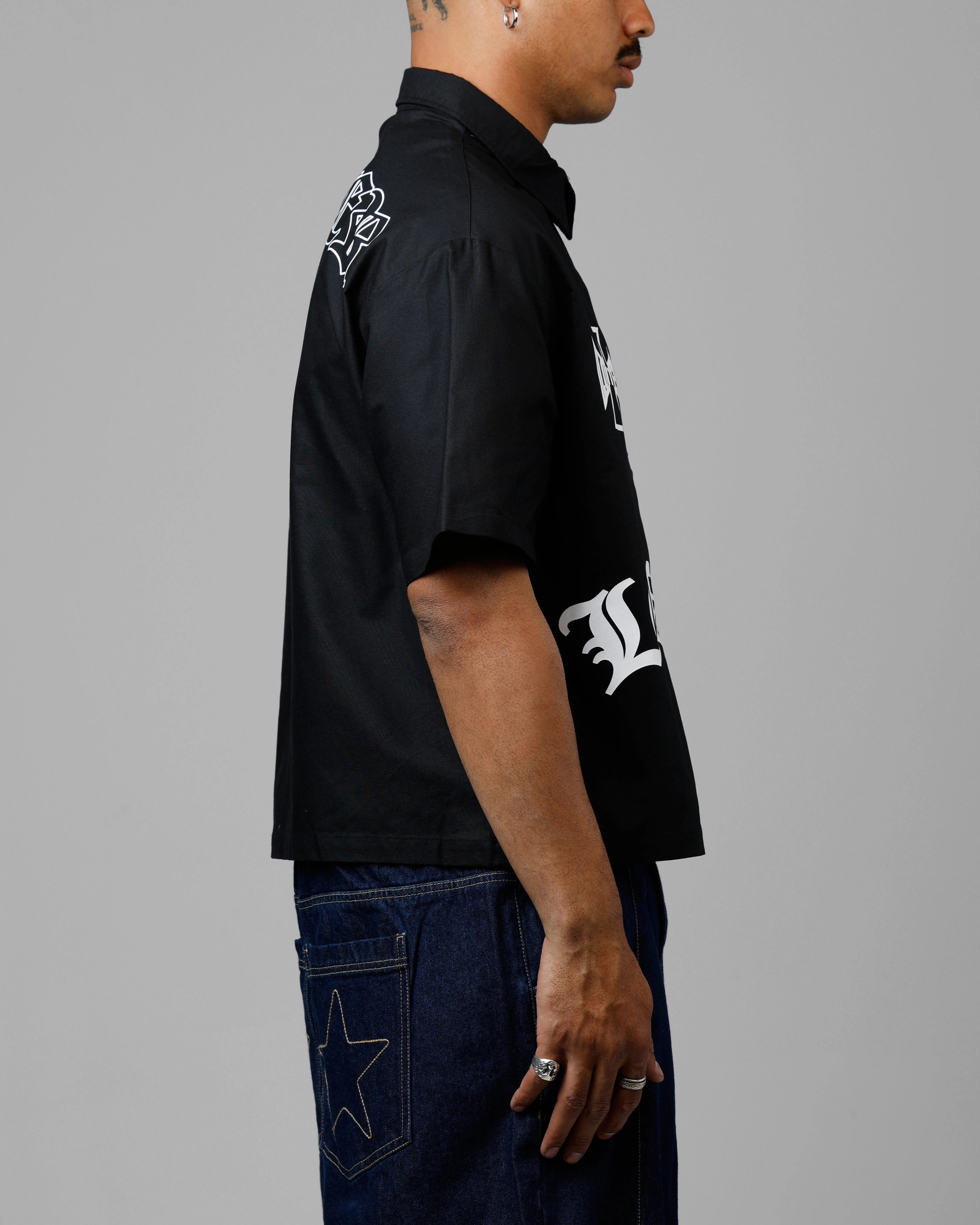 Loiter Chopper Work Shirt Black Seamless Knit Design