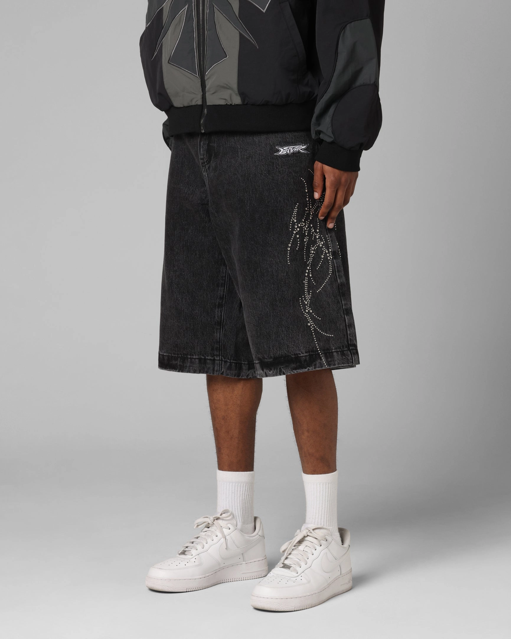 Loiter Goth Clique Jorts Black Flexible Knee Panels UVProtectiveLayer