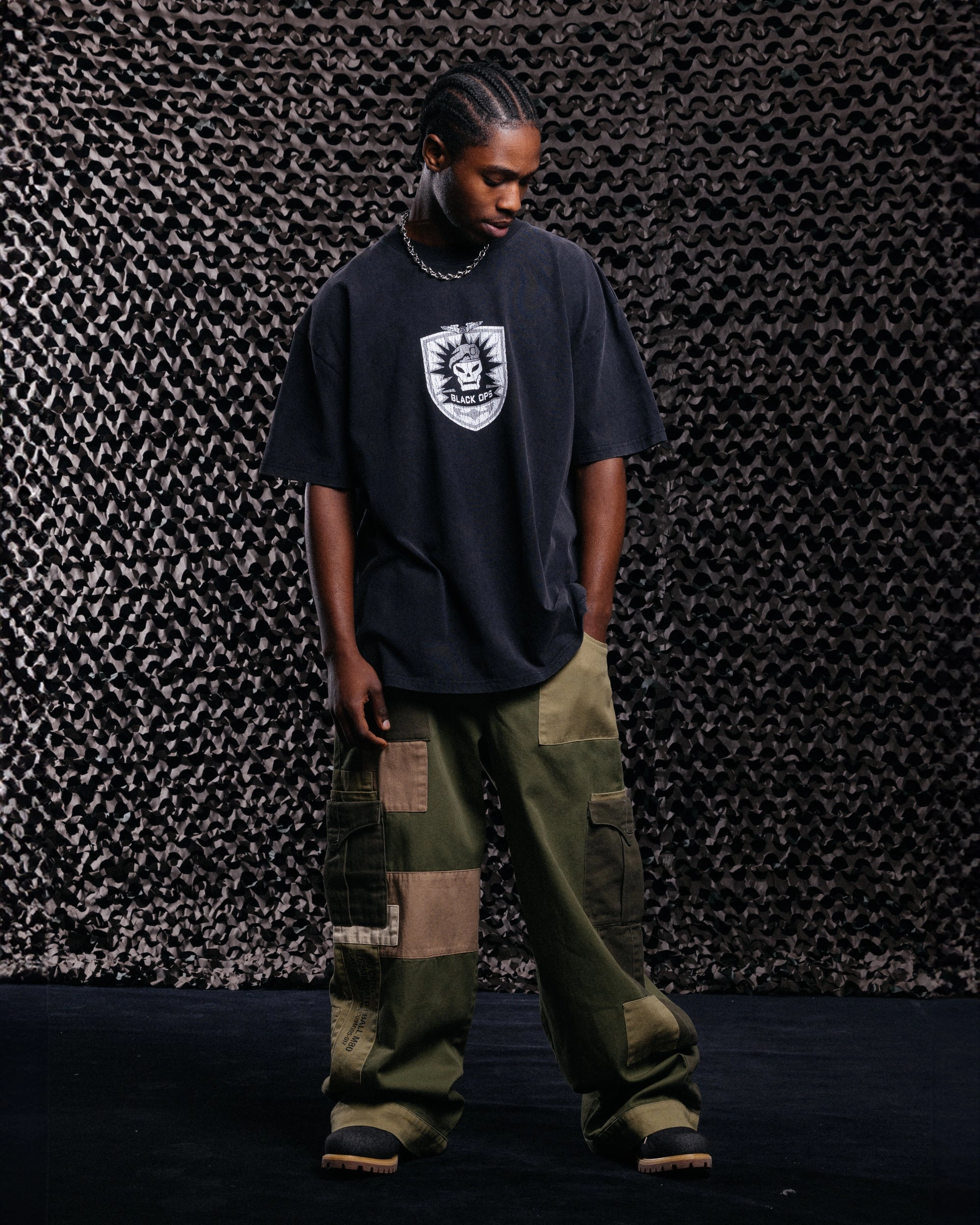 Summer Blouse Goat Crew X Call Of Duty Black Ops Vintage T-Shirt Black Acidwash